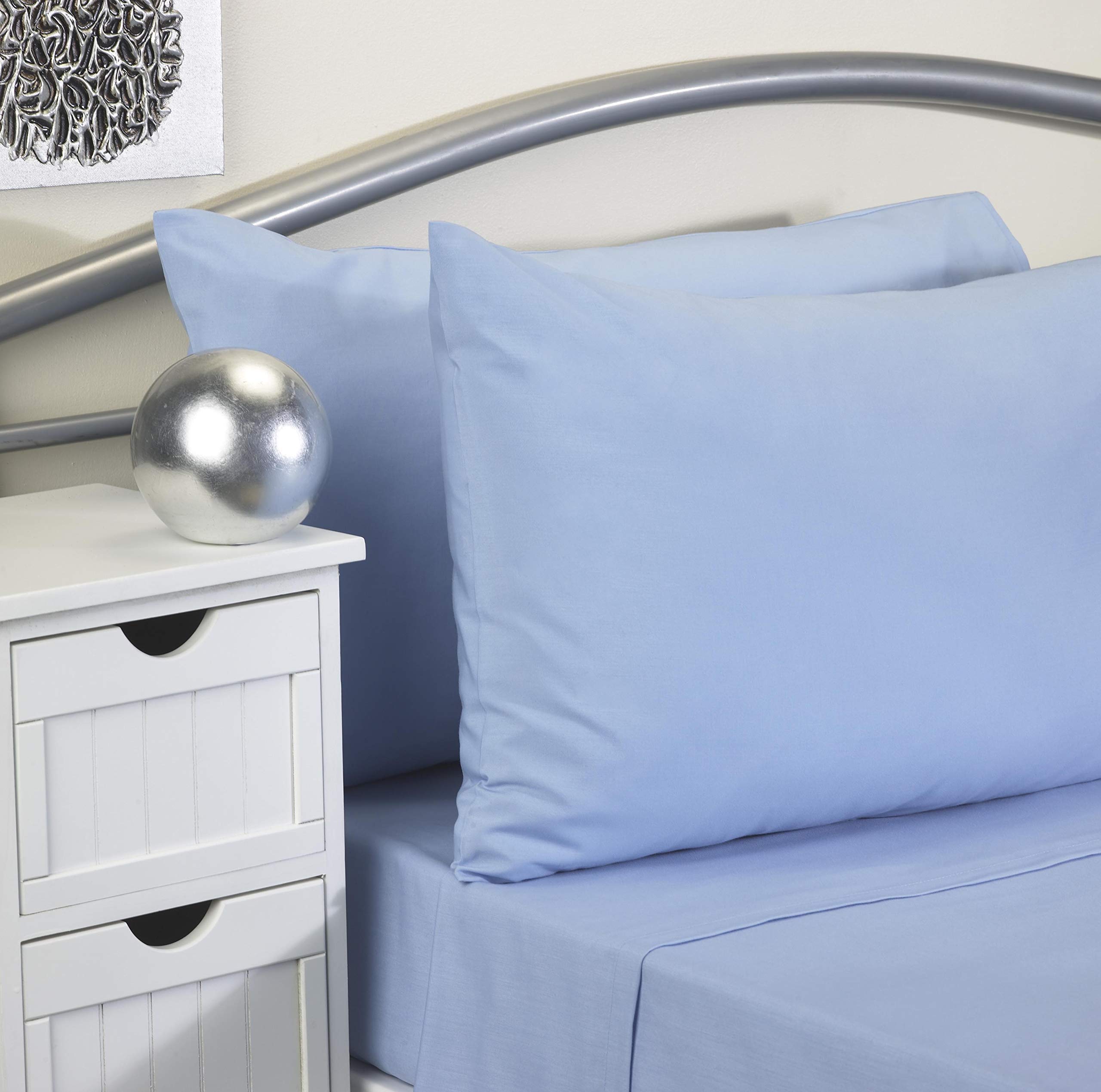 JAKERA Flame Retardant Single Bedding Set - Tested to BS EN 7175 - Duvet cover, Fitted Sheet, Pair of pillow cases (Blue)