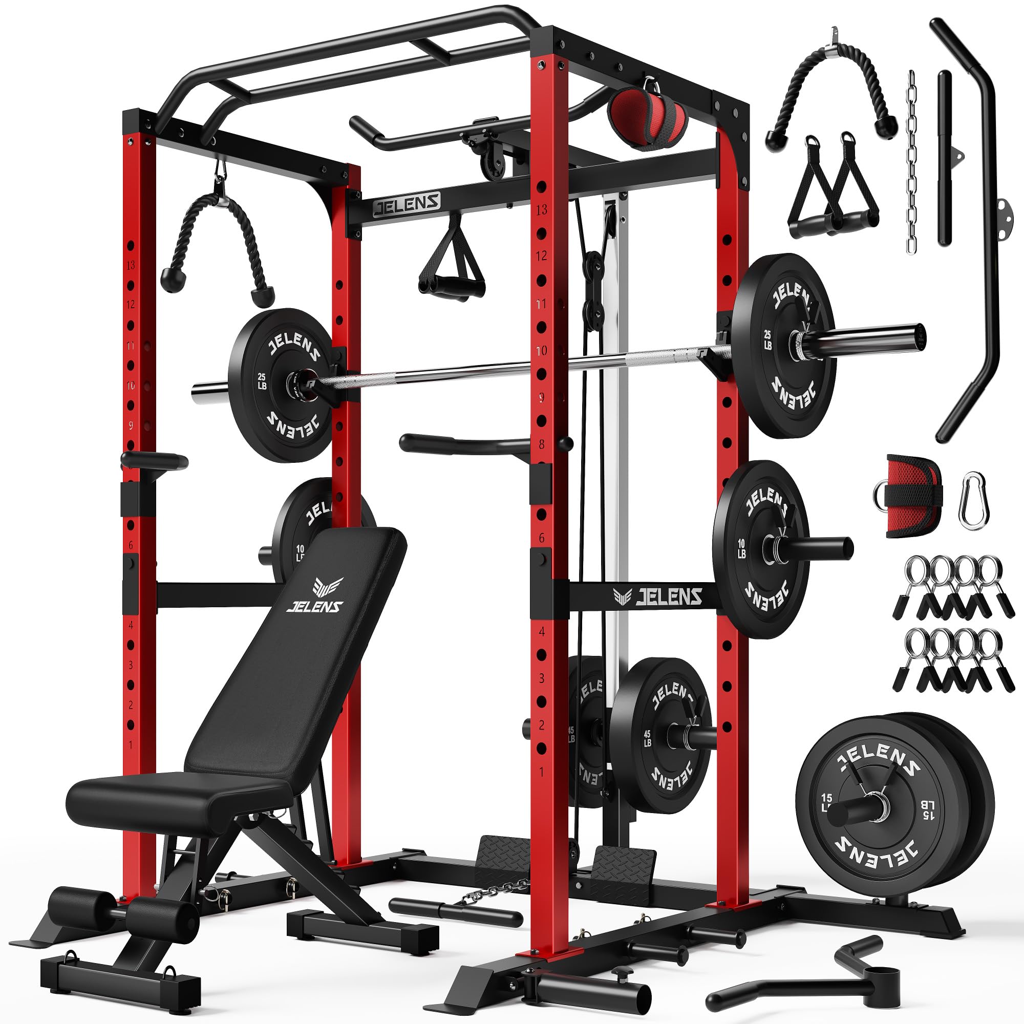 JELENS Power Cage - 2000LBS Home Gym Rack -26
