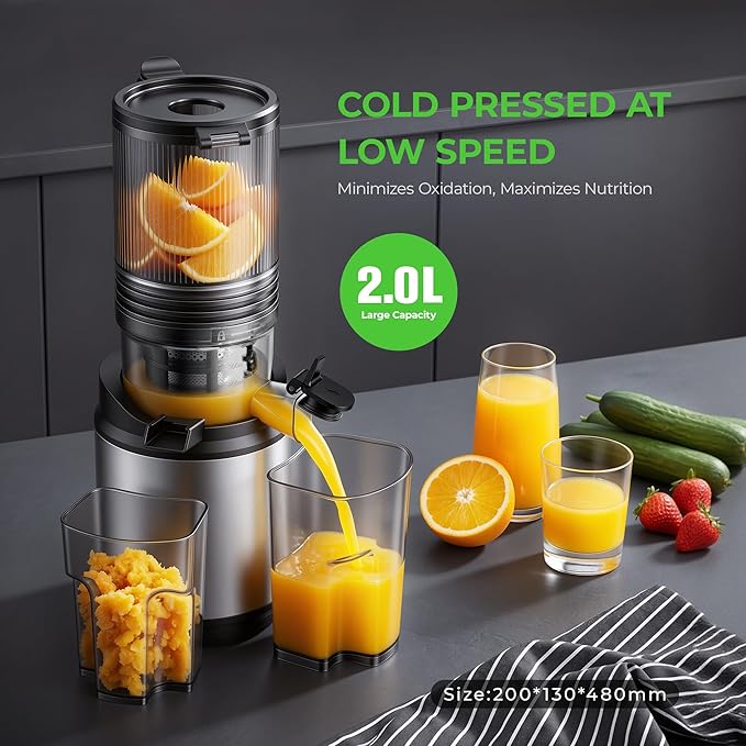 Extractor de Jugos Prensado en Frío Boca Ancha 3 en 1, 150W miniatura 3
