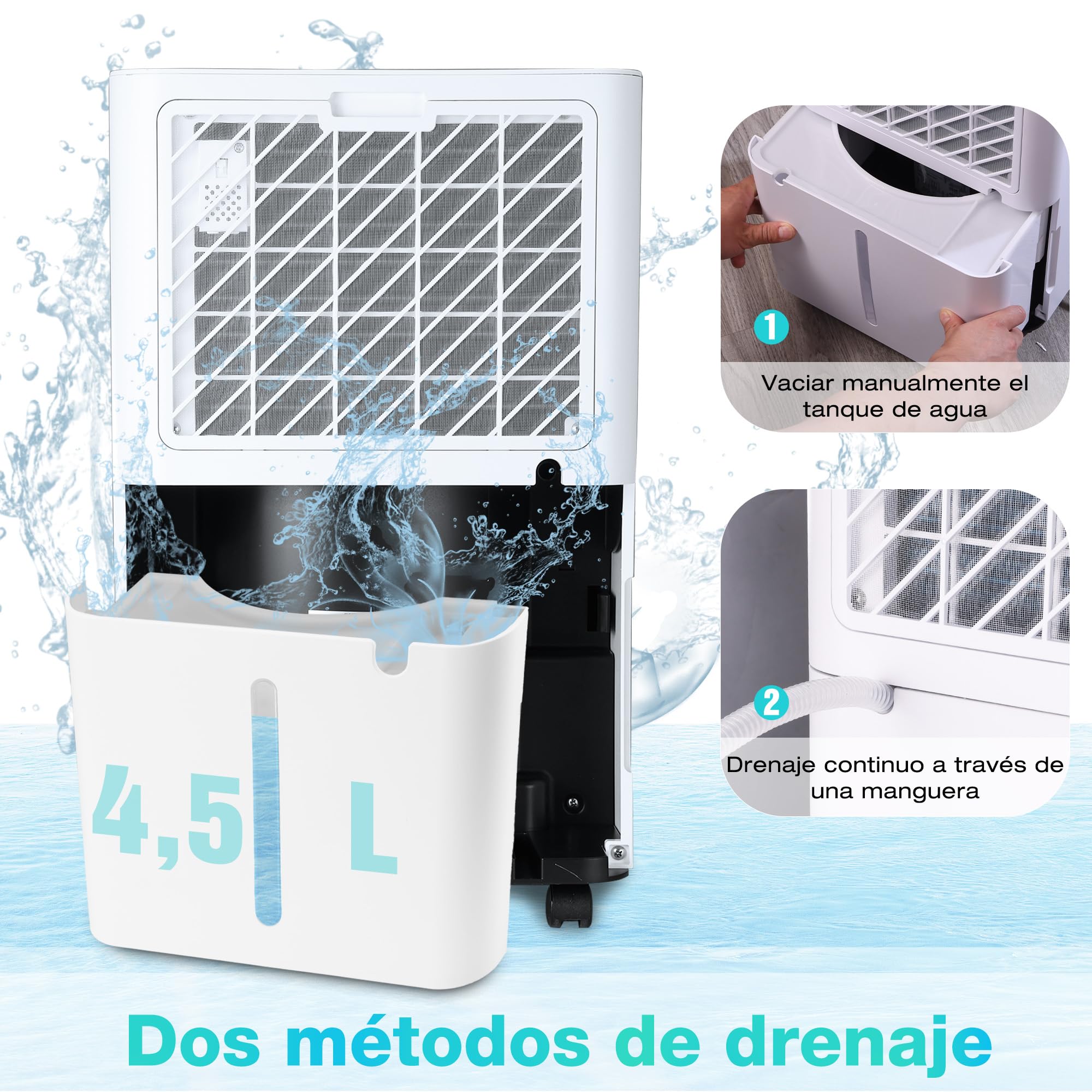 HAUSHOF Deshumidificador Eléctrico 20 L/Día, 41 dB Silencioso con Iones Negativos, Depósito 4,5 L y Pantalla LED, 3 Modos, Portátil para Dormitorios, Salón y Sótano (30 m²) | con Iones Negativos, Depósito 4,5 L y Pantalla LED, 3 Modos, Portátil para Dormi