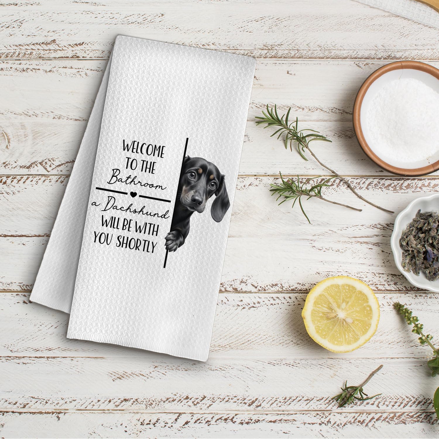 Funny Dachshund Dog Bathroom Hand Towels, Weiner Dog Gifts for Women Men, Welcome to The Bathroom Dachshund Decorative Hand Towels for Bath Room Washroom Restroom, 16x24 Inch - Image 5