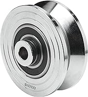 Vista 1 de Rueda con ranura en V de 4 pulgadas, acero sólido, rueda de puerta corredera, resistente, rueda de puerta de metal, rueda en forma de V invertida