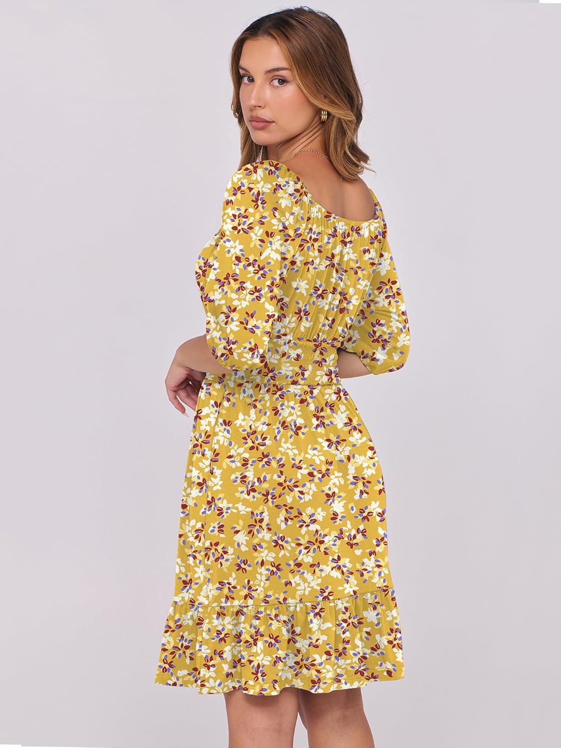 ANRABESS Womens Lantern Short Sleeve Square Neck Casual Flowy Mini Dresses 2026 Holiday Summer Spring Beach Vacation Clothes - Image 4