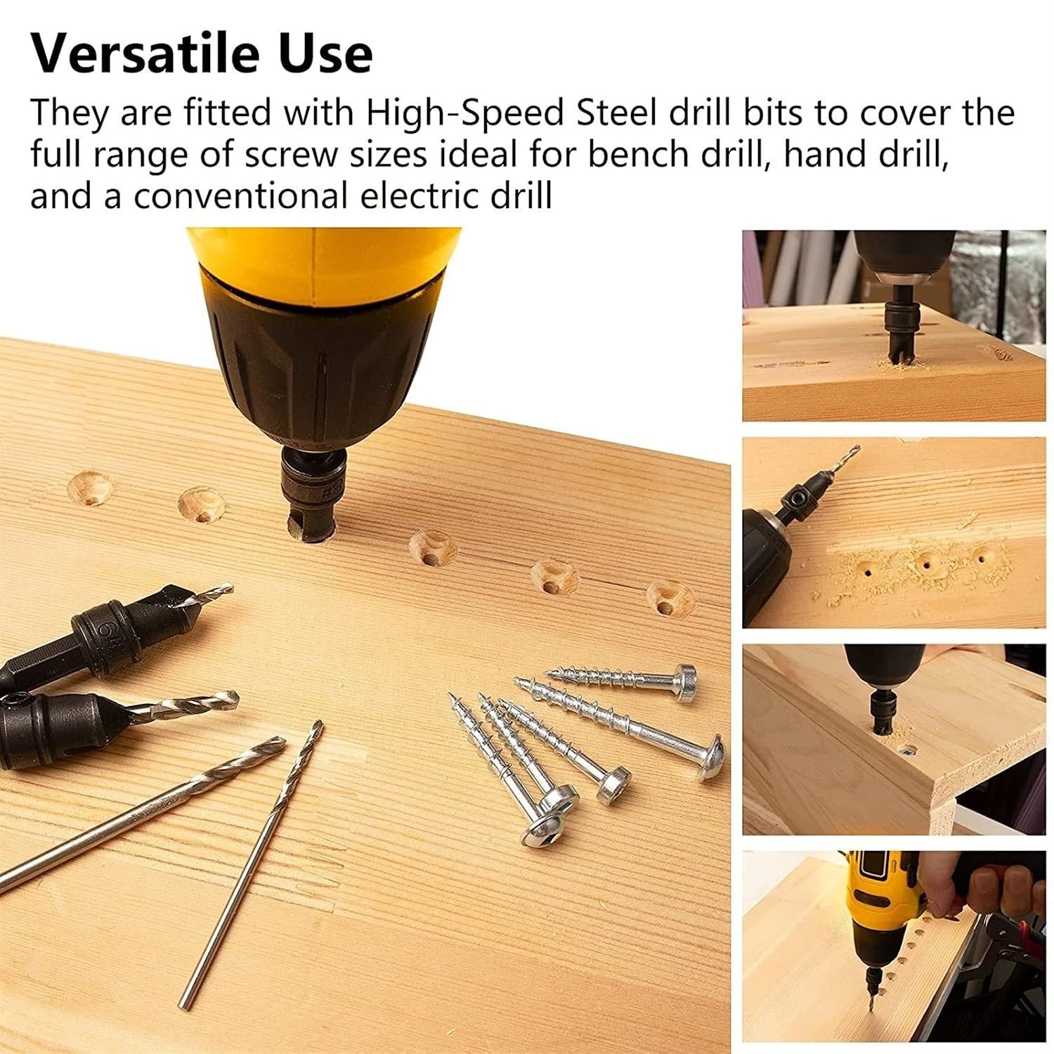 Wood Countersink Drill Bit Set, 4/5pcs Countersink Drill Bit #4, 6, 8, 10, 12, Tapered Drill Bits, Counter Sinker Drill Bit Set
