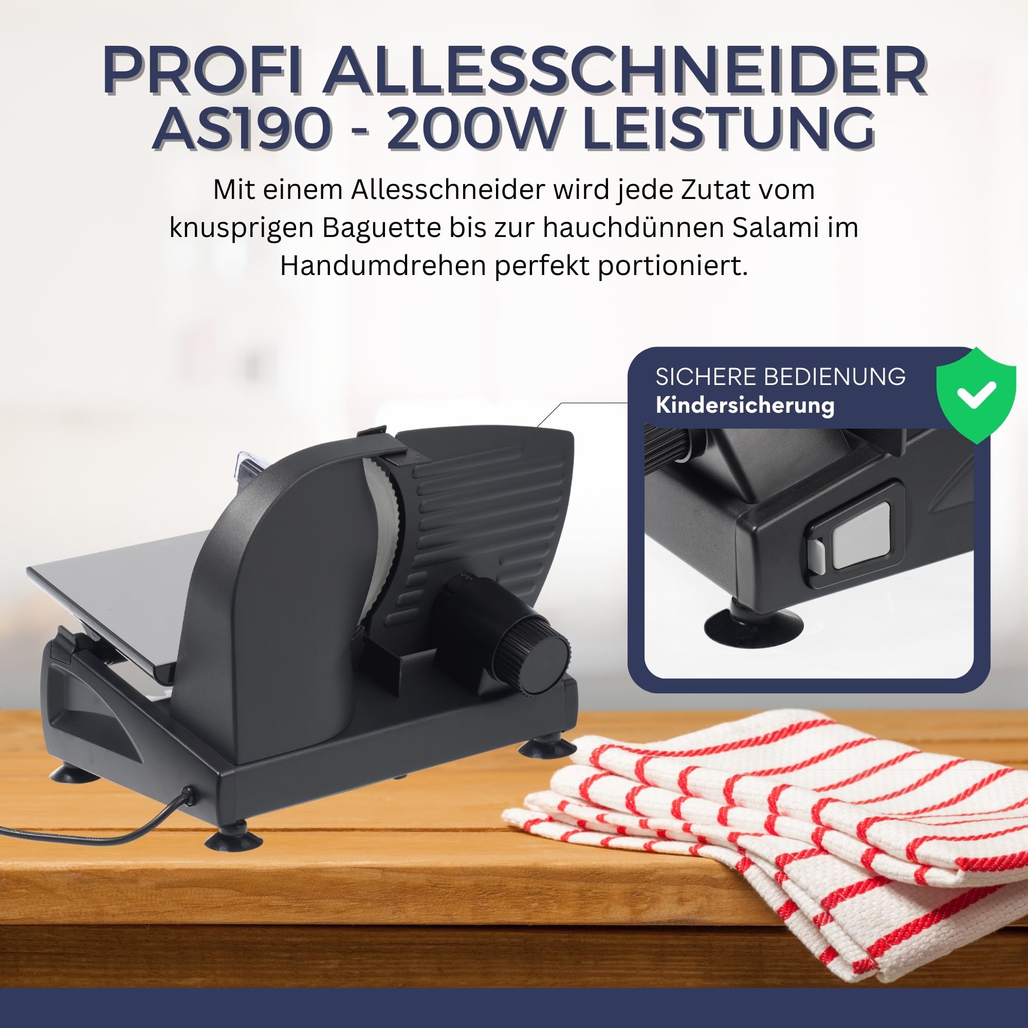Sommertal Allesschneider AS190 DUAL 200W Edelstahlmesser 0-15mm