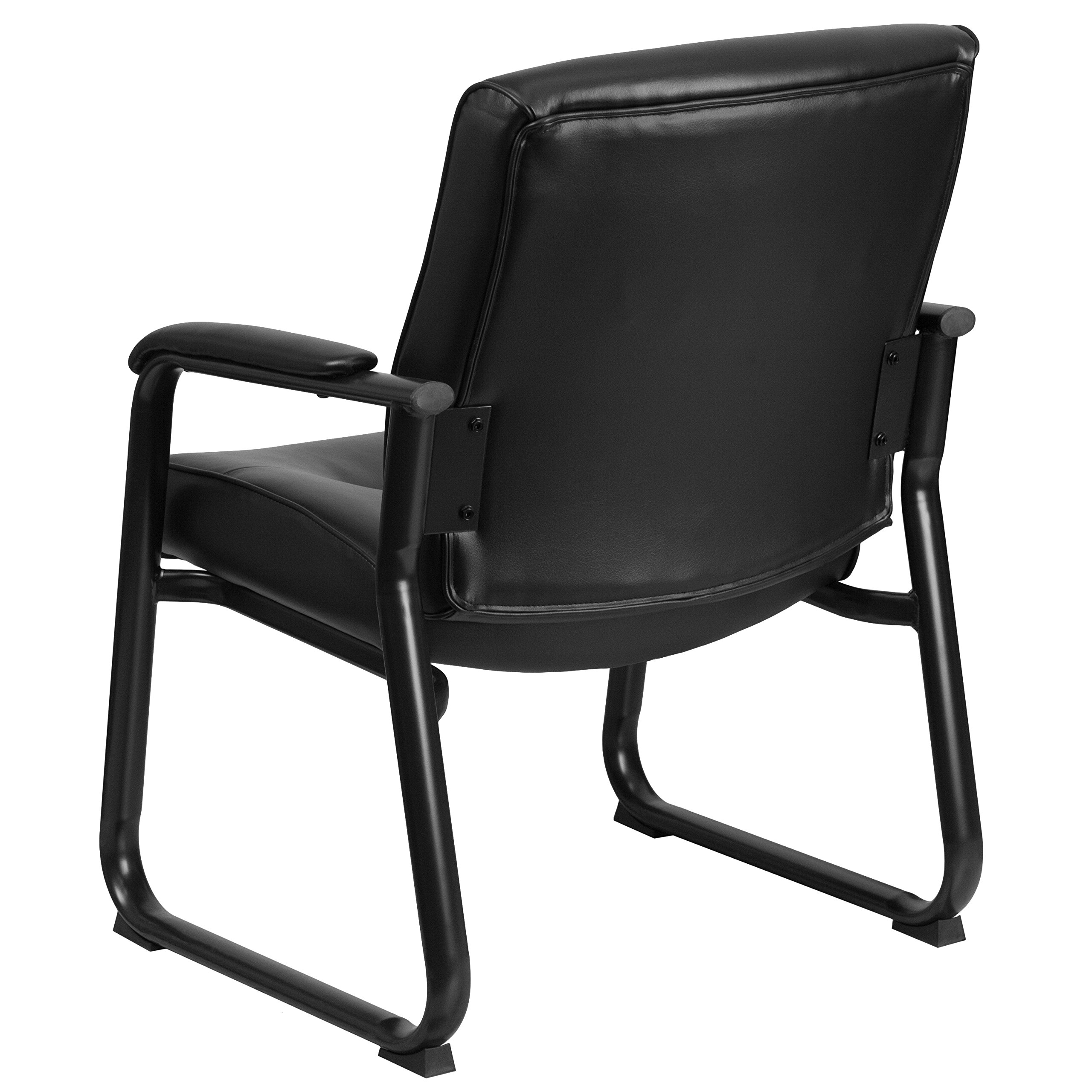 Flash Furniture Hercules Big and Tall Chefsessel für den Empfang mit Kufengestell, Leder, Metall, Schwarz, 75,6 x 62,9 x 44,5 cm