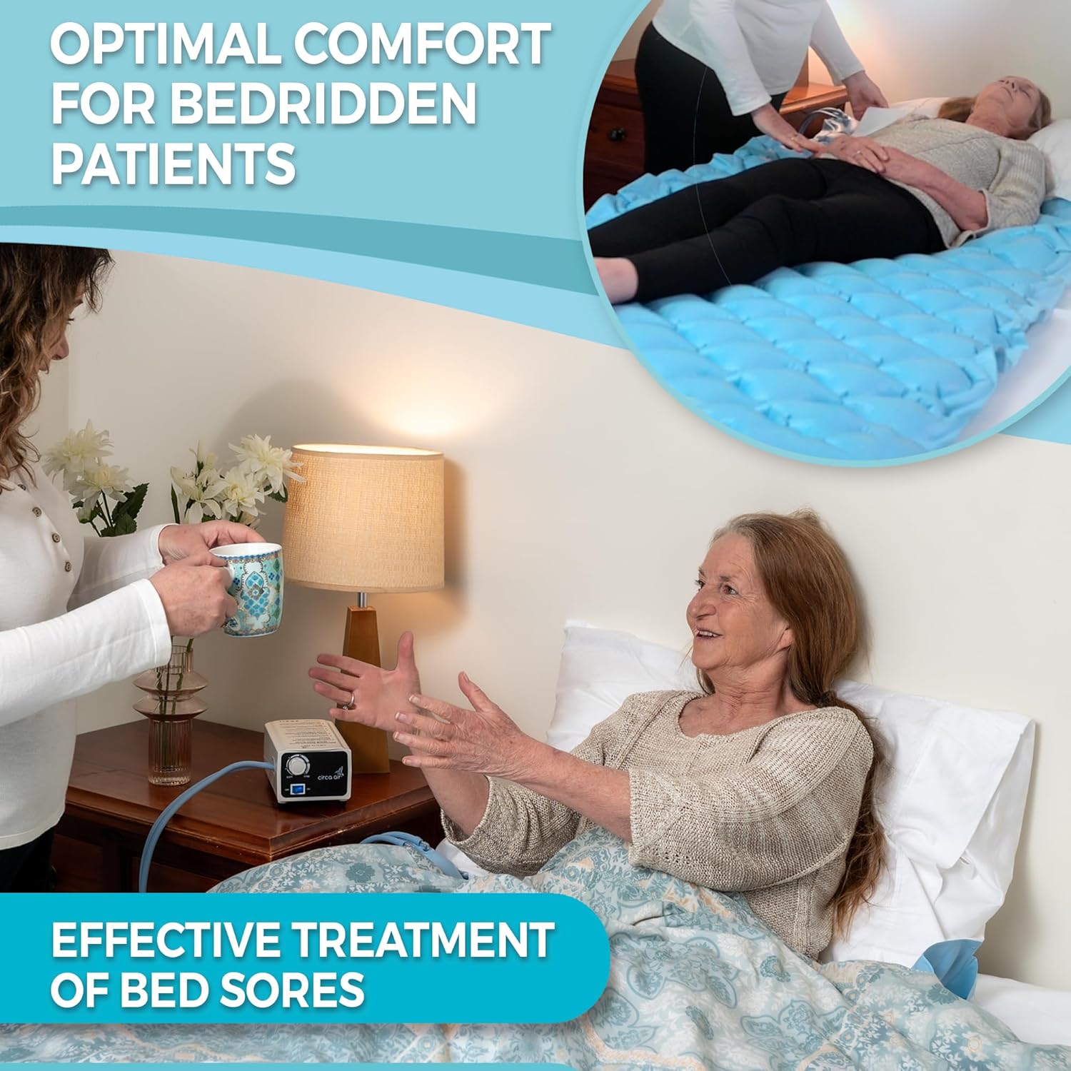 Circa Air Alternating Pressure Mattress for Bed Sores and Ulcers Relief - Inflatable Air Pressure Pad with Quiet Pump, Medical Grade Mattresses for Hospital Beds