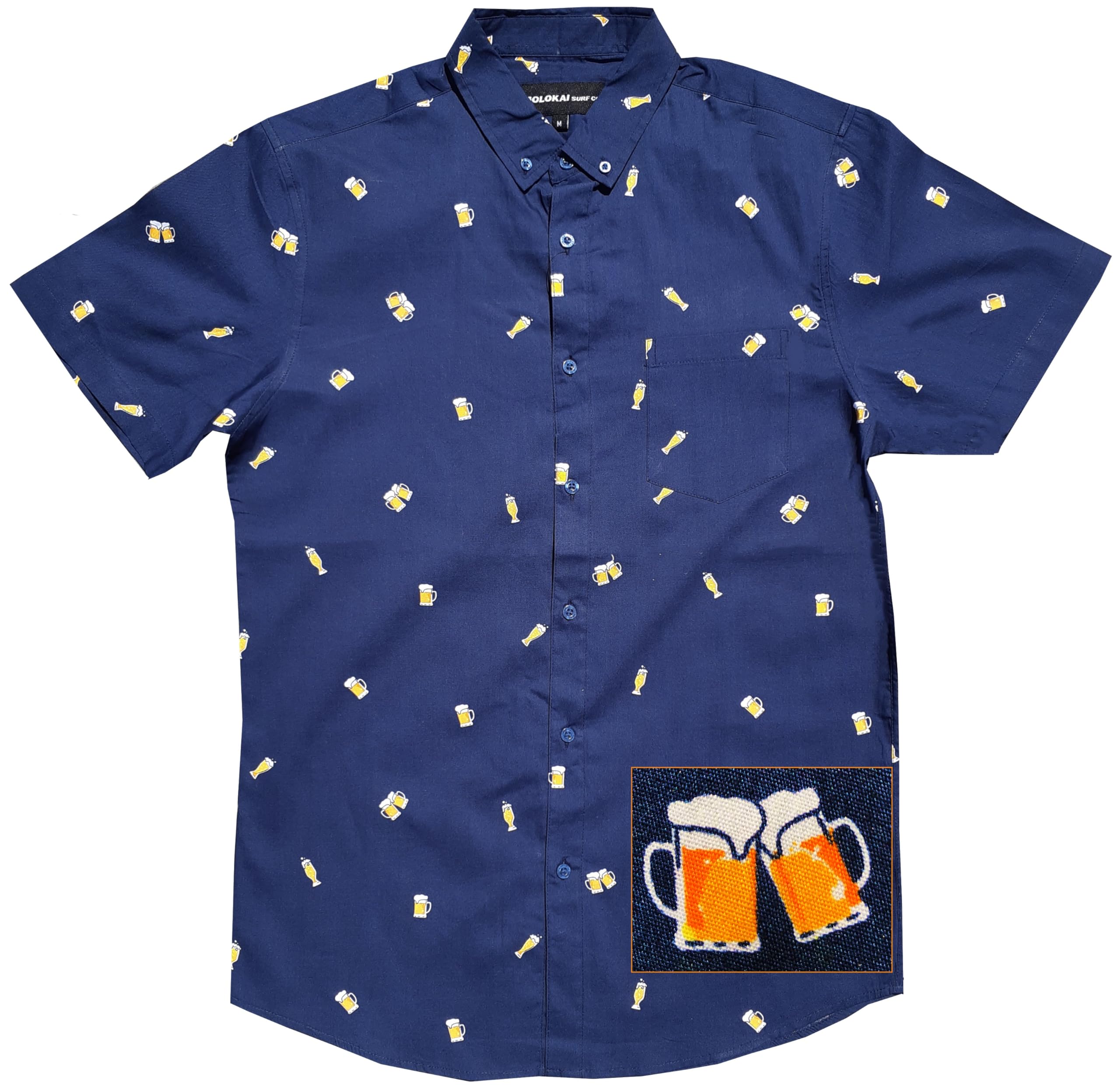 Molokai Surf Button Down Slim Fit Hawaiian Short Sleeve Shirts