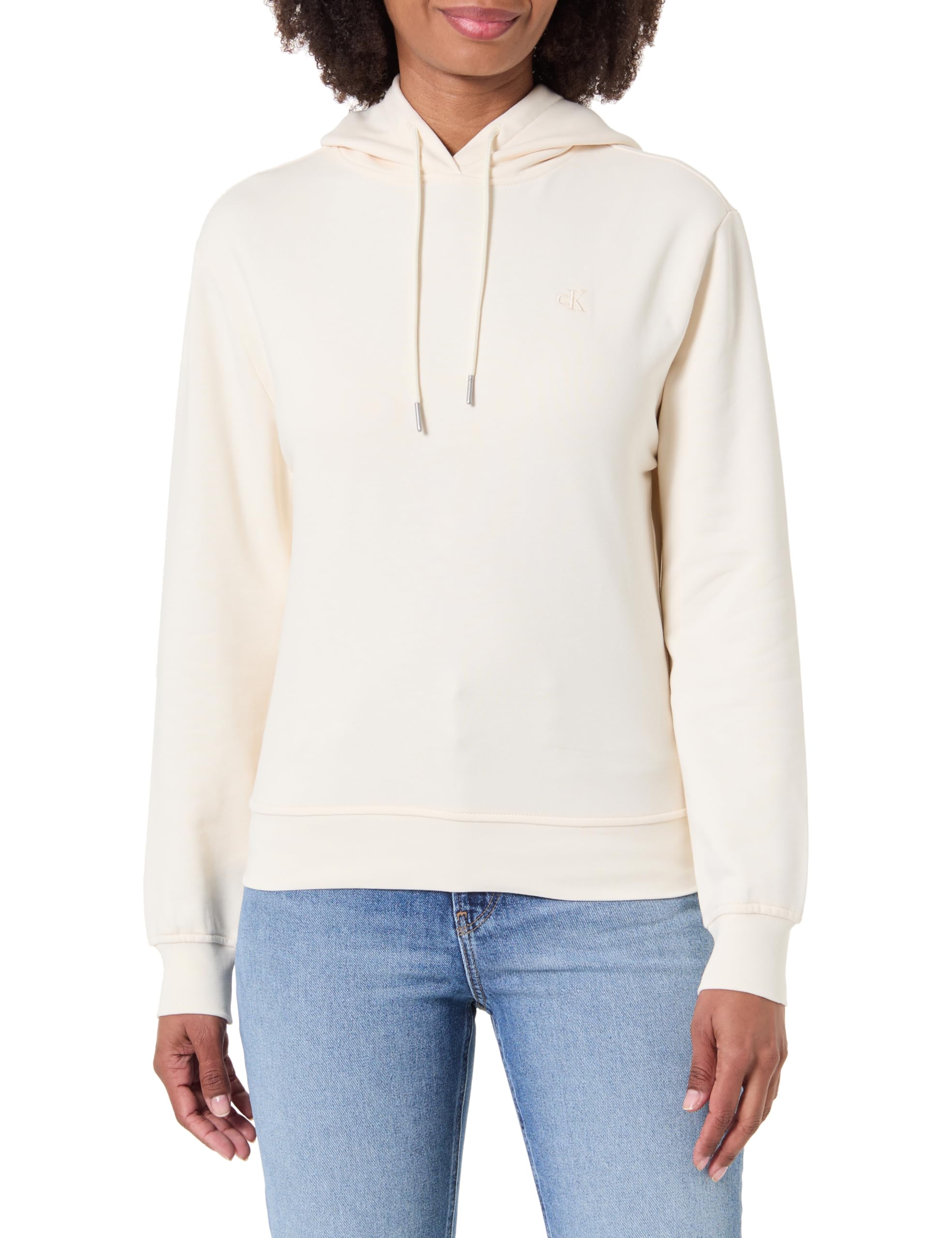 Calvin Klein Women's Ls Archive Terry Po Hood Lv047C224G Sweatshirts, White, XL