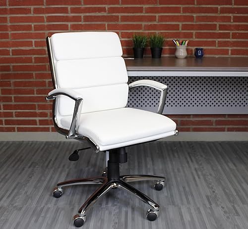 Miniatura 5 de Boss Office Products (BOSXK Silla ejecutiva de respaldo medio, blanco, 27 pulgadas de profundidad x 27 pulgadas de ancho x 41 pulgadas de alto