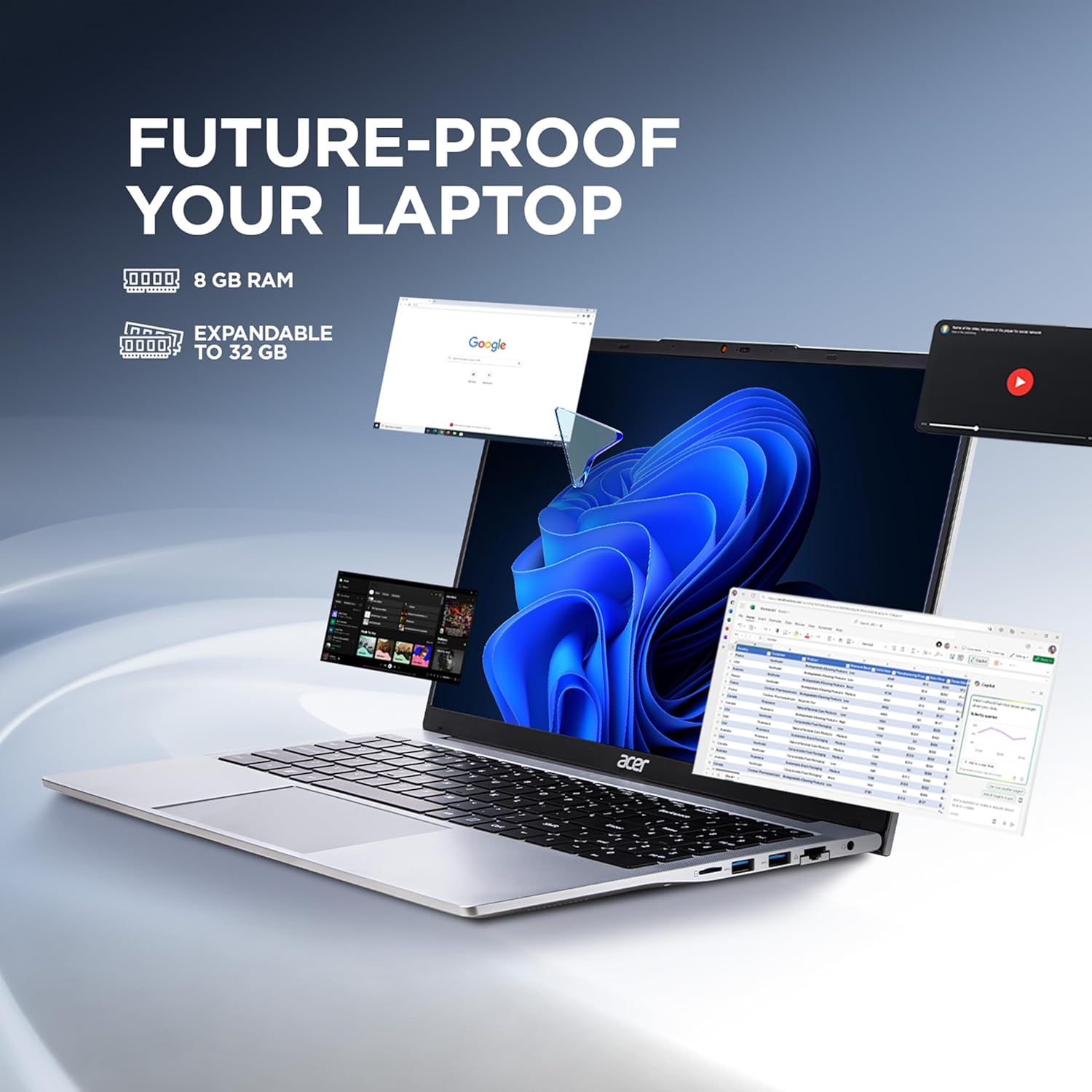 Acer Aspire 3 12th Gen Intel Core i3-1215U Premium Laptop (8GB RAM/512GB SSD/Windows 11 Home) A325-51,15.6" Full HD IPS Display, 54Whr Battery, Silver, 1.69 Kg 30 81ErRK7nTfL. SL1500