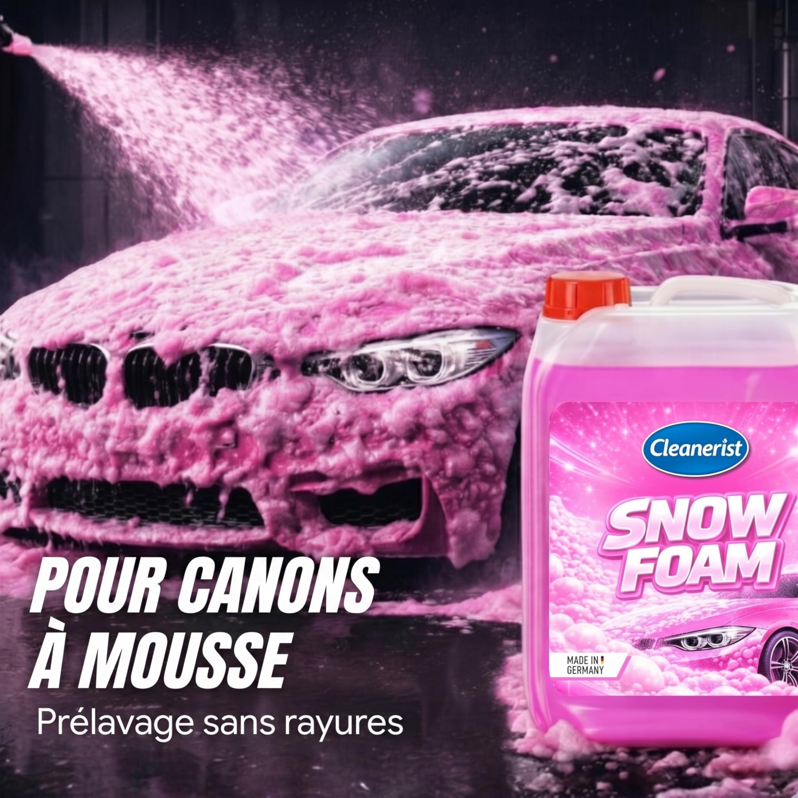 Cleanerist | Snow Foam Pink 5L concentré - shampoing auto prélavage actif pour canon à mousse - nettoyage dense voiture, moto, caravane et camping-car - parfum agrumes