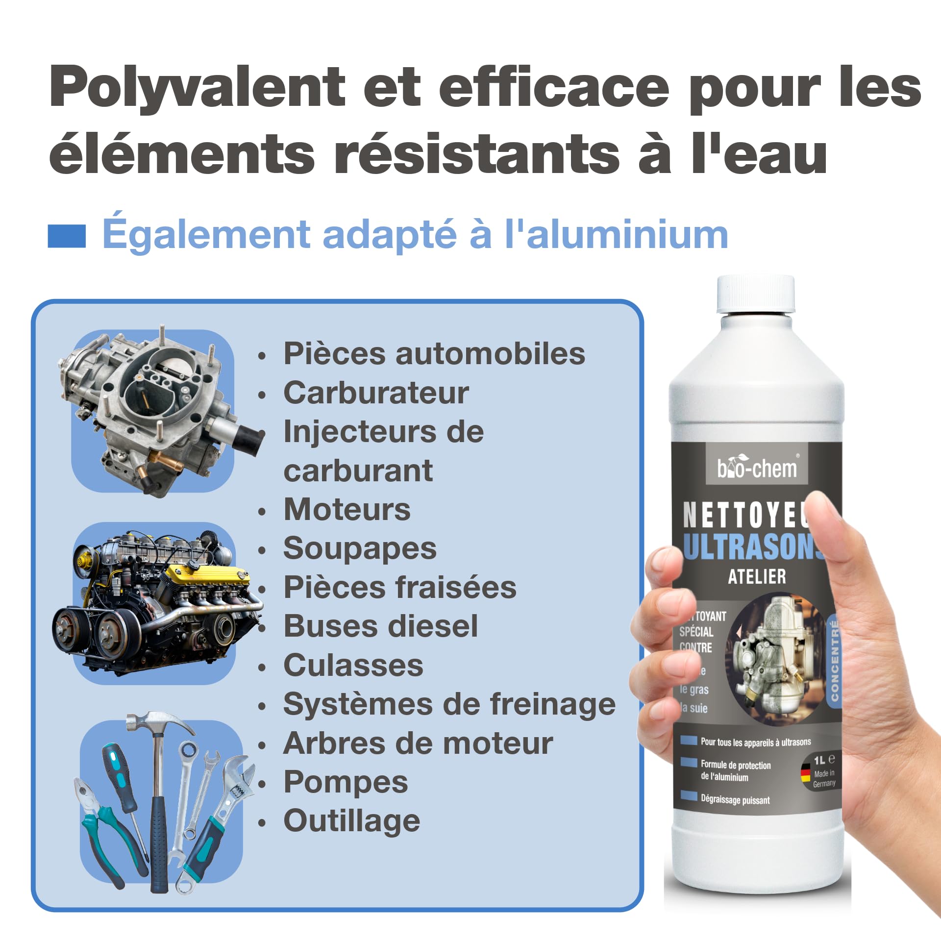 bio-chem Nettoyant à ultrasons concentré pour atelier 5L | Usage professionnel garage et industrie - Produit pour carburateur, pièces mécaniques, composants électroniques