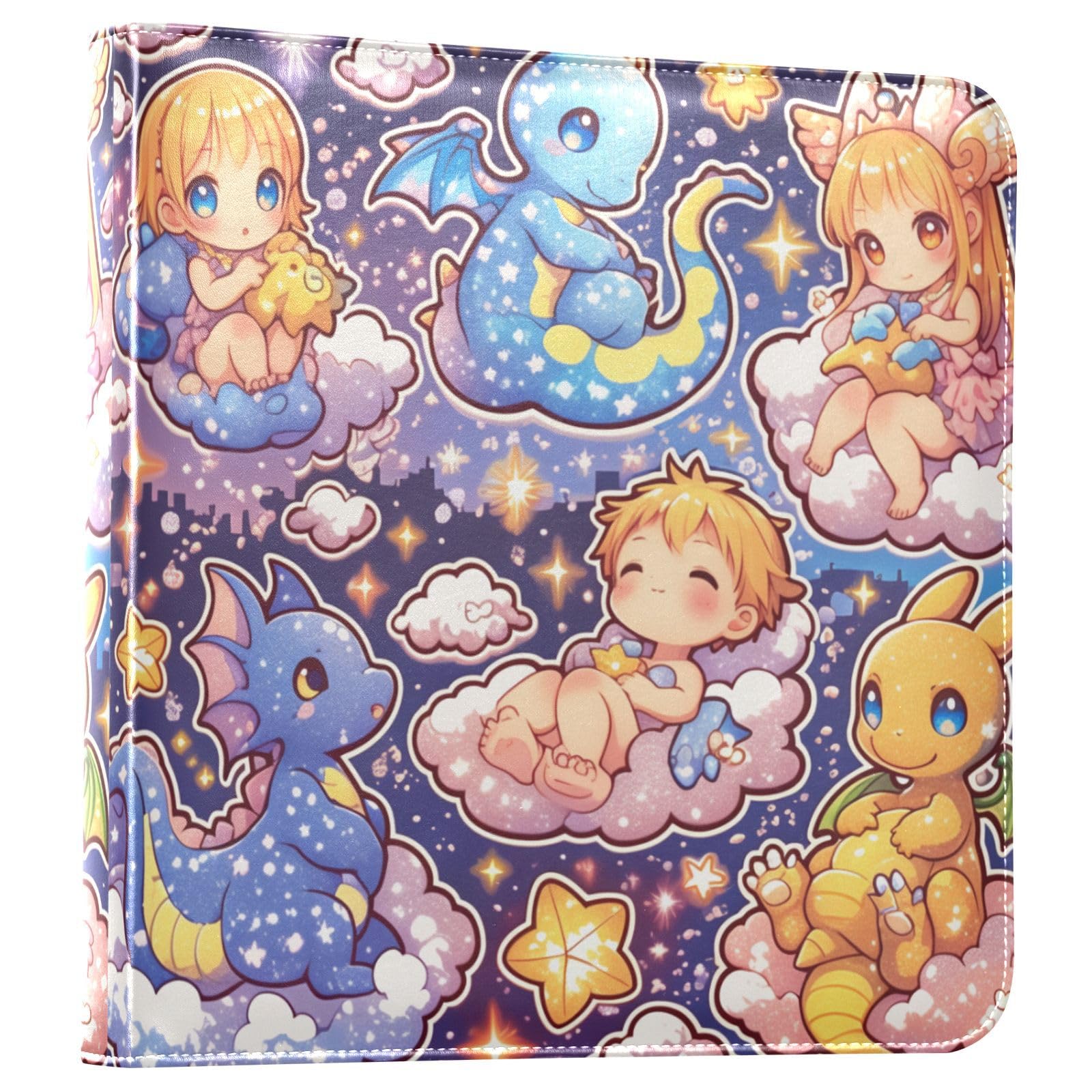 Kigai Cute Dragon Photo Album Self Adhesive Scrapbook Album Leather Cover DIY Picture Scrap Book with 20 Adhesive Sheets, 11.8x24x0.8 inch