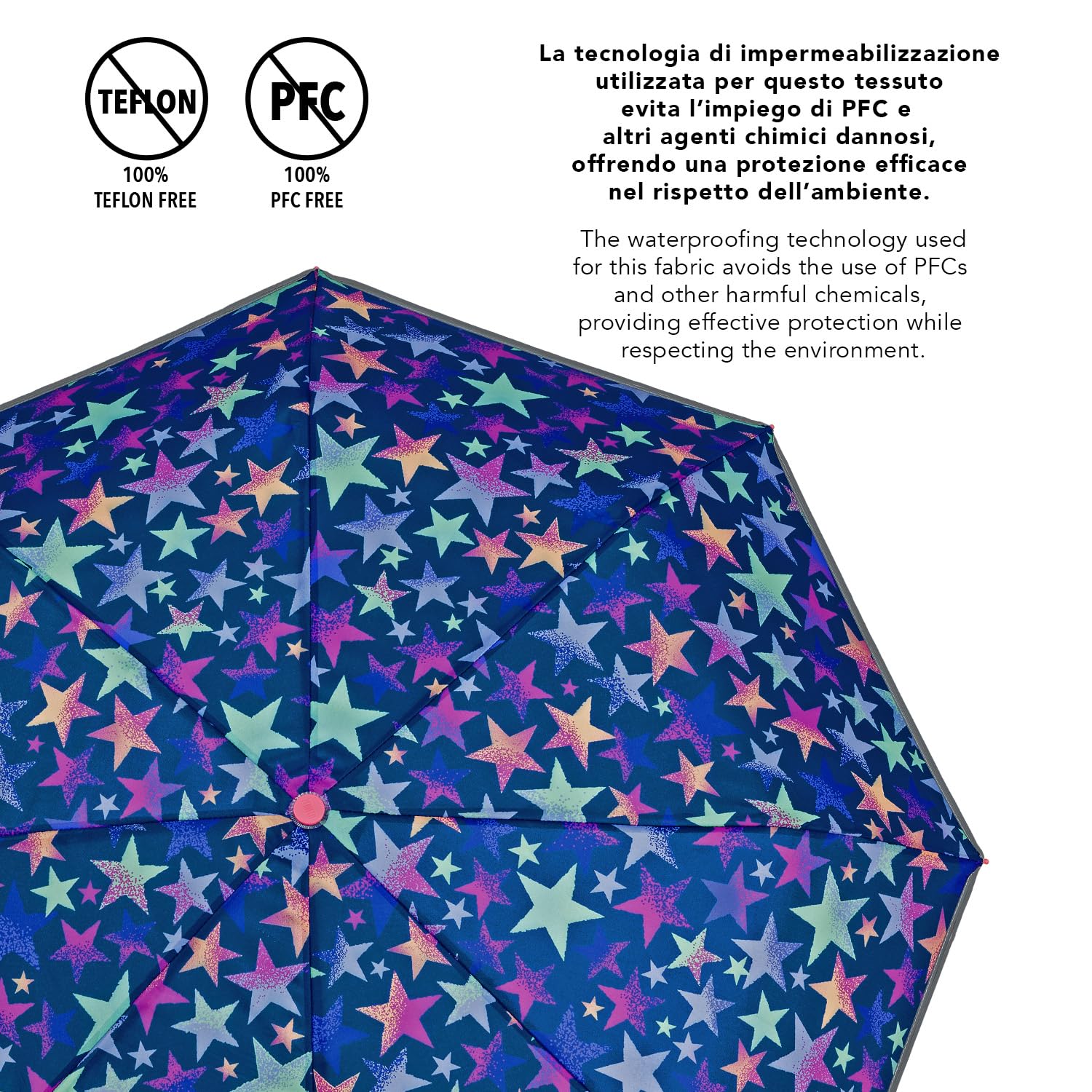 PERLETTI Klein Kinder Regenschirm Pink für Mädchen - Rosa Kinderschirm Reflektierend mit Rosa Pink Lila Motiv - Taschenschirm Kompakt Windsicher Sturmfest 7+ Jahre - Durchmesser 91 cm