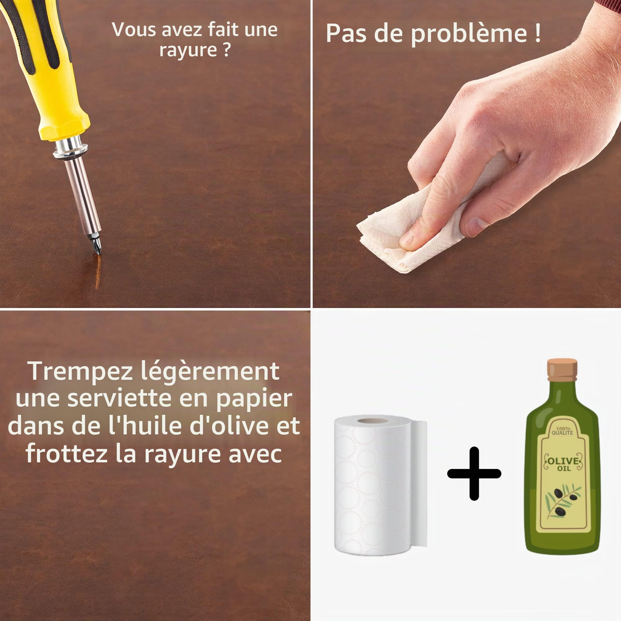 Brute Strength – Sous-main cuir PU – Cognac – 80 x 40 cm – Rectangulaire | Sous-main 80 x 40 cm et tapis de souris XXL en simili cuir PU; base antidérapante protégeant le bureau des rayures