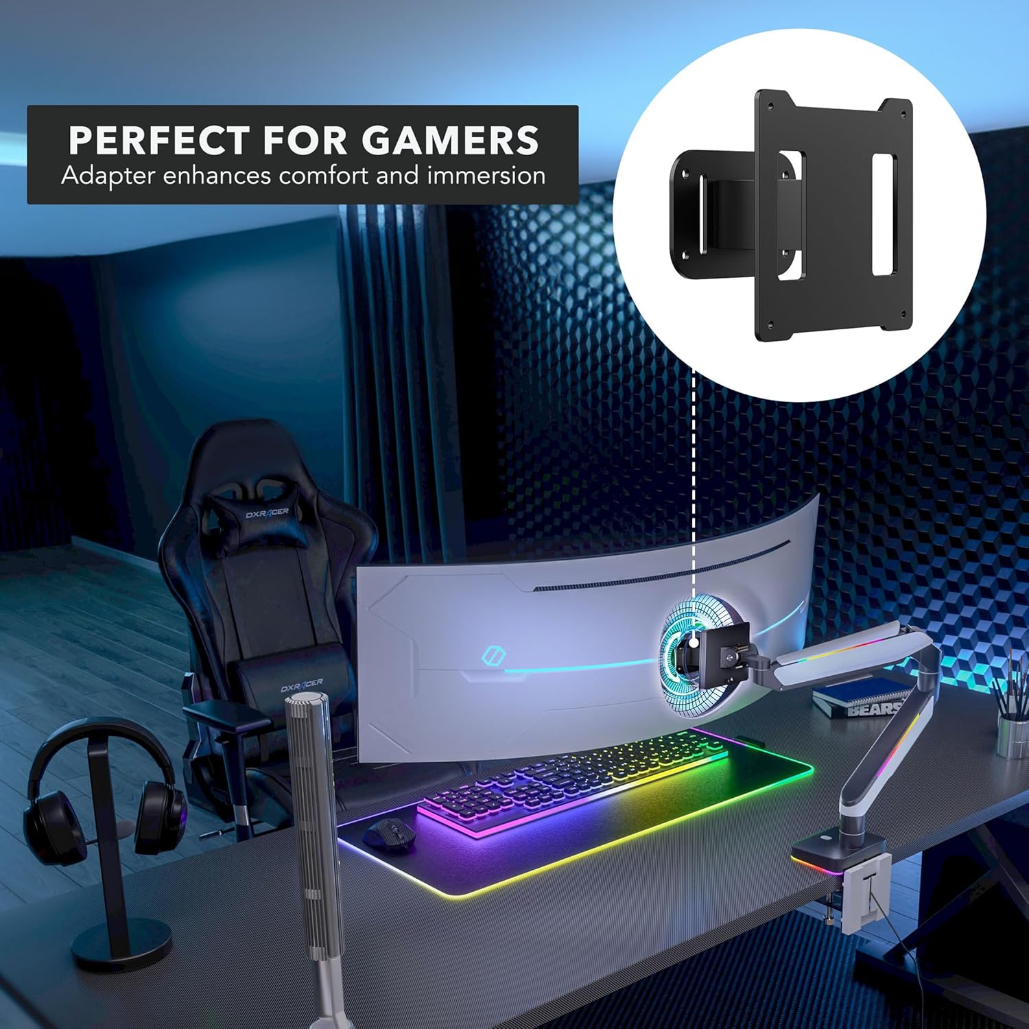 Mount-It! VESA Adapter for Samsung Ultra-Wide Monitors – Compatible with Odyssey G9, Neo G9, CRG9, CHG9, CHG90 – Converts to Standard 100x100 VESA – Heavy-Duty Steel Bracket for Monitor Arms