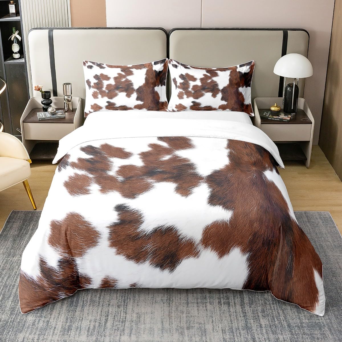 Peaux de Vache Parure de Lit Ferme en Coton pour une Ambiance Chalet Chaleureuse