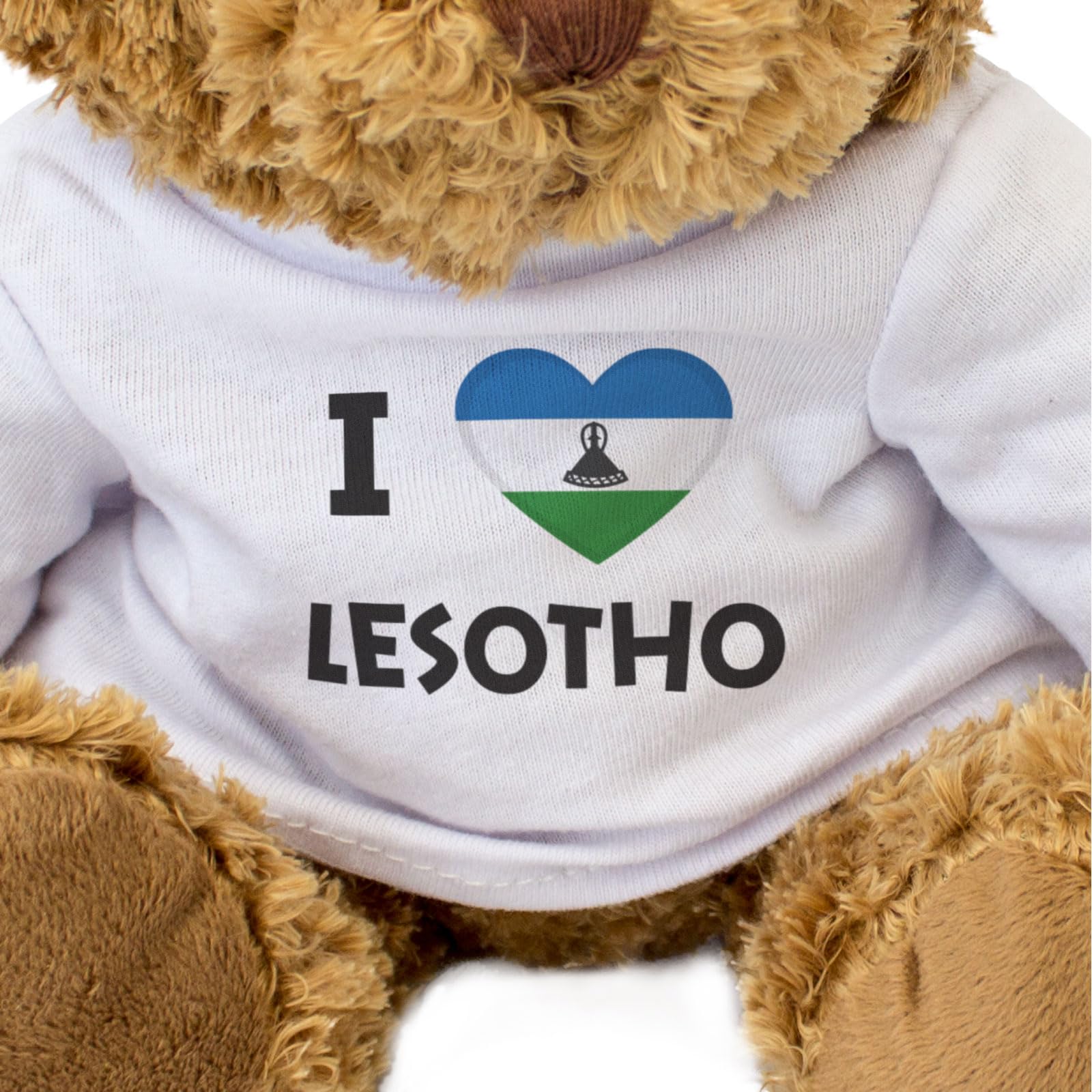I LOVE LESOTHO FLAG - Teddy Bear - Cute Soft Cuddly Adorable - Gift Present, Brown - Image 3