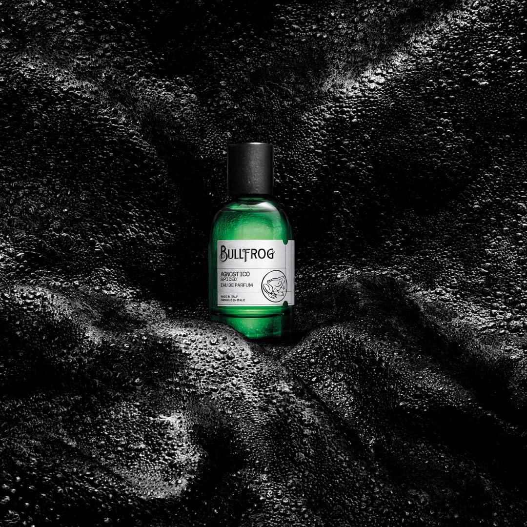 Bullfrog Eau de Parfum Agnostico Spiced 100 ml – Parfum pour Homme, Notes de Poivre Rose, Thym, Anis Étoilé, Bois de Cèdre et Gaïac, Fabriqué en Italie
