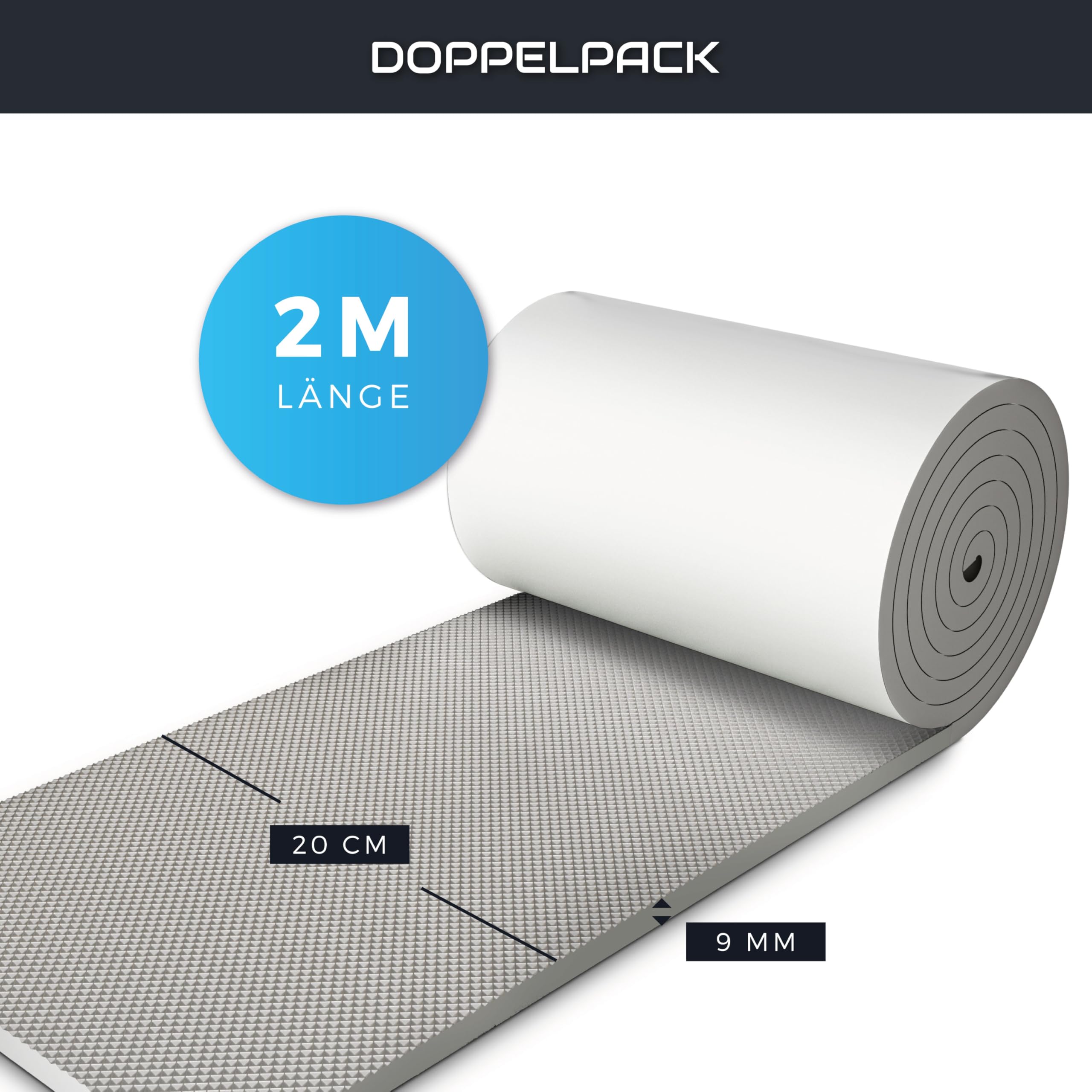 STRACKS 2 protezioni da parete per garage da 2 m x 20 cm – 9 mm di spessore extra – per la vostra auto e la parete del garage – Protezione autoadesiva per bordi della porta – 2 ruote – grigio