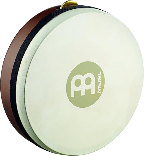 Meinl Percussion Tambor de marco de 7 12 pulgadas con juego de 3 jingles, Kanjira, cabeza de piel de cabra no fabricada en China, acabado marrón