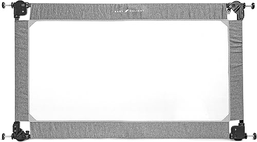 Baby Delight Go with Me - Puerta portátil de malla para bebé, puerta plegable expandible de 30 a 48 pulgadas, montada a presión, tweed carbón
