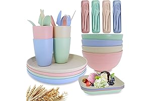 Unbreakable Wheat Straw Dinnerware Set for Camping & Home