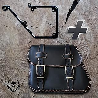 Zeus Arancione + Supporto Sinistro di OrLETANOS Compatibile con borsa da sella Dyna Tasca laterale HD 1996-2017 Modelli Harley Davidson Streetbob Fat Bob Wide Glide Acciaio verniciato a polvere