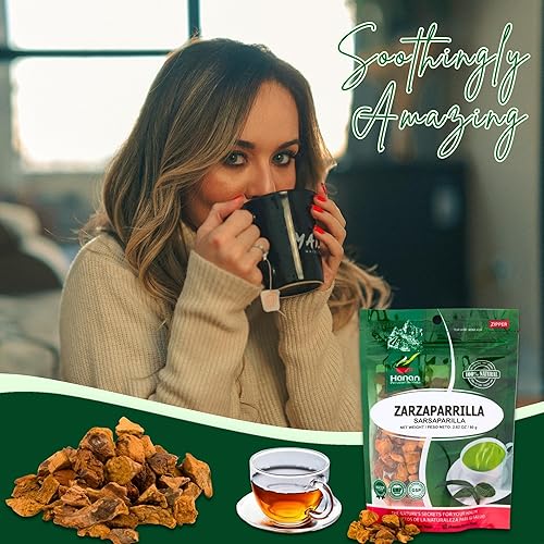 Miniatura 3 de Hanan Zarzaparrilla Té de hojas sueltas (Sarsaparrilla) (2.82 oz) – Hojas secas de planta Smilax Ornata de Perú, 2.8 onzas (paquete de 1)
