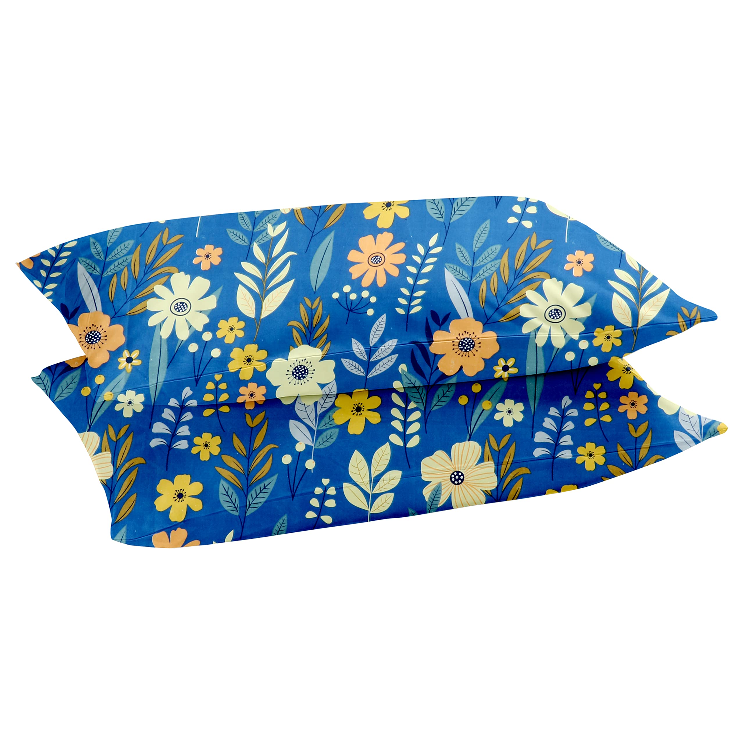 VAS COLLECTIONS Kingston Collection 1 King Size Bedsheet with 2 King Size Pillow Covers| Luxury Soft Sheets, Breathable, Shrinkage (3pcs Set) |108x108 inches or 274x274 cm-Blue & White 4