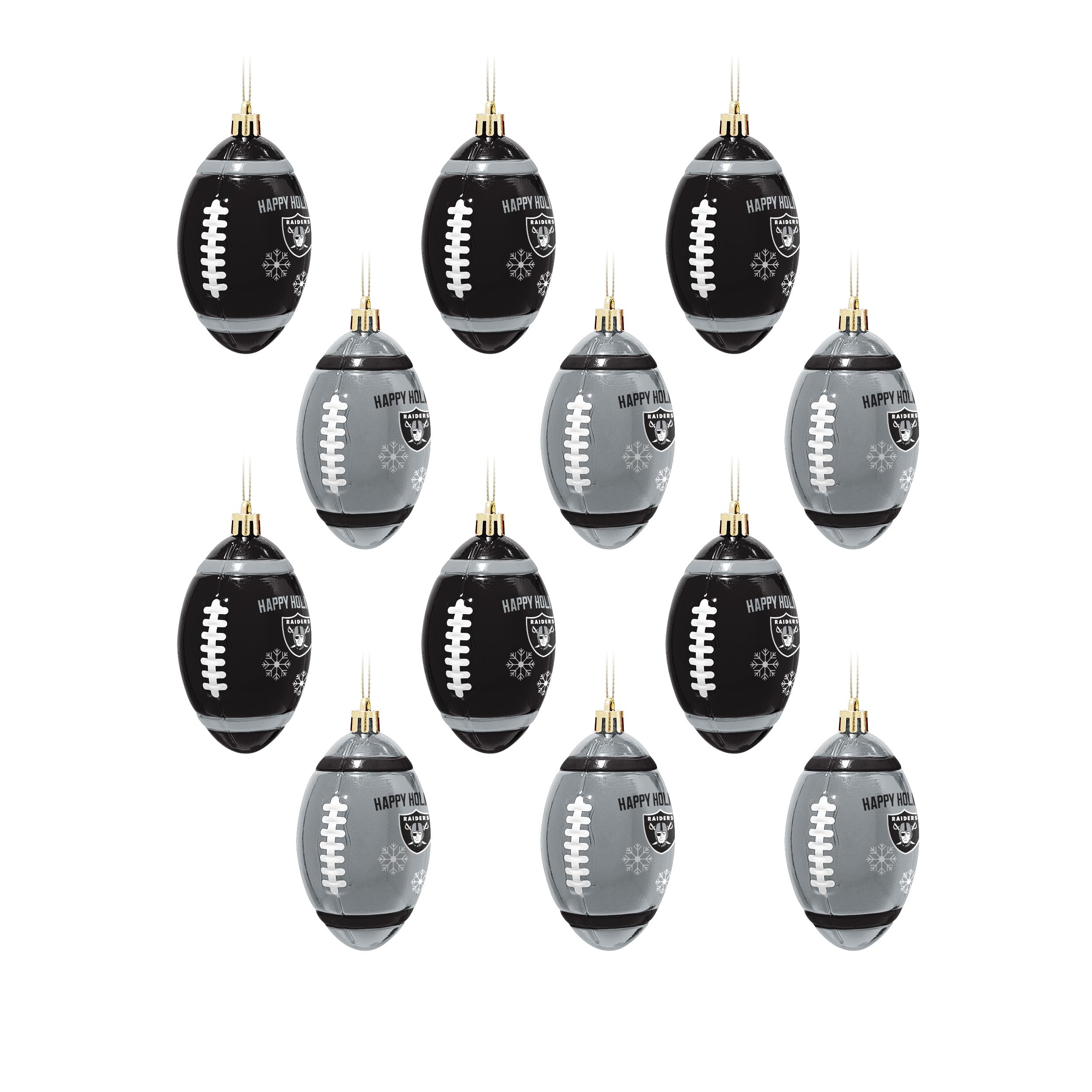 FOCO NFL Unisex-Adult NFL Team Logo 12-Pack Football Hanging Tree Holiday Ornament Set