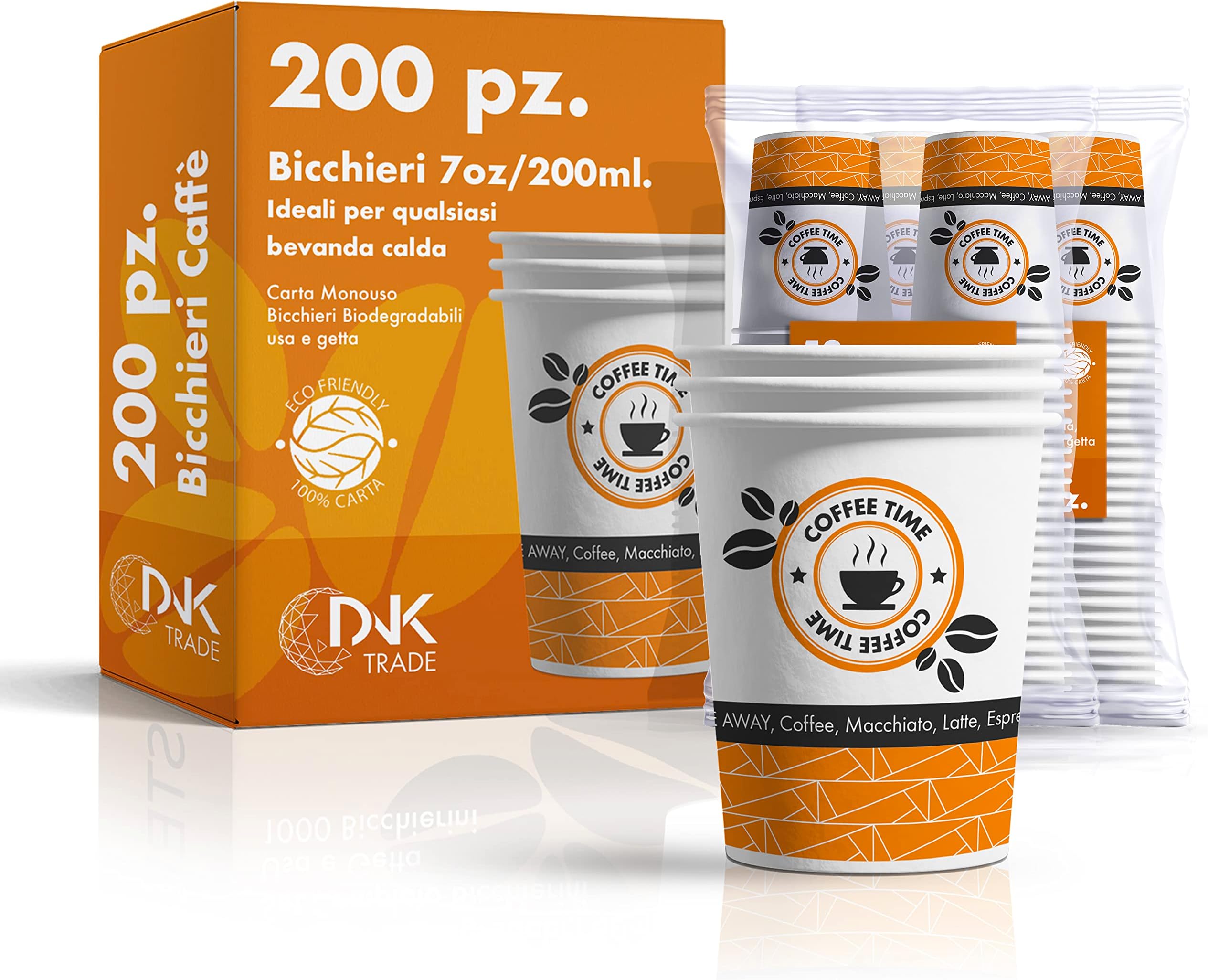 NUOVA ERREPLAST 200 Bicchieri di Carta 200 ml, Bicchieri Biodegradabili
