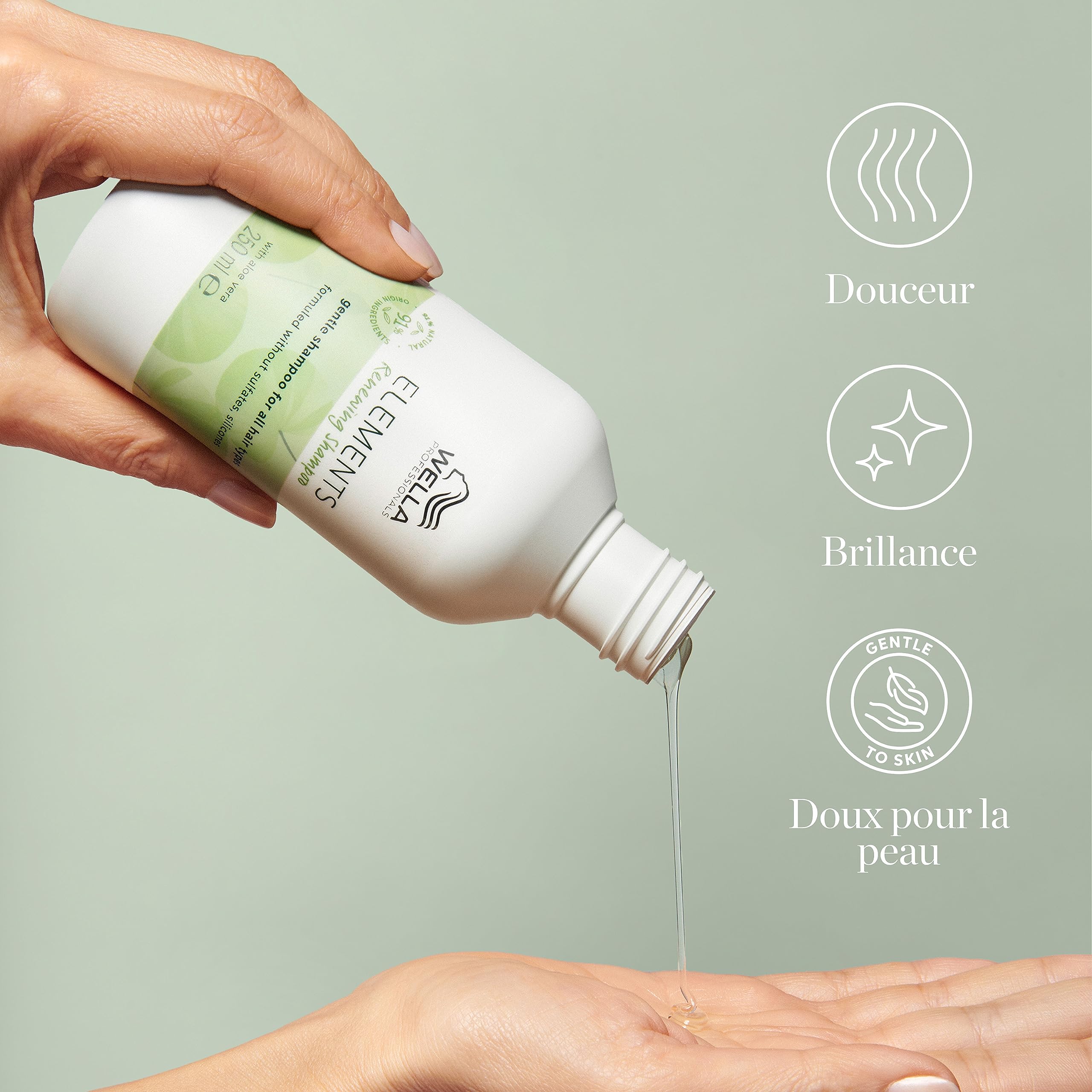 Wella Professionals ELEMENTS Renewing Shampoing Sans Sulfate - Douceur & Brillance - Enrichi en Aloe Vera - Tous Types de Cheveux