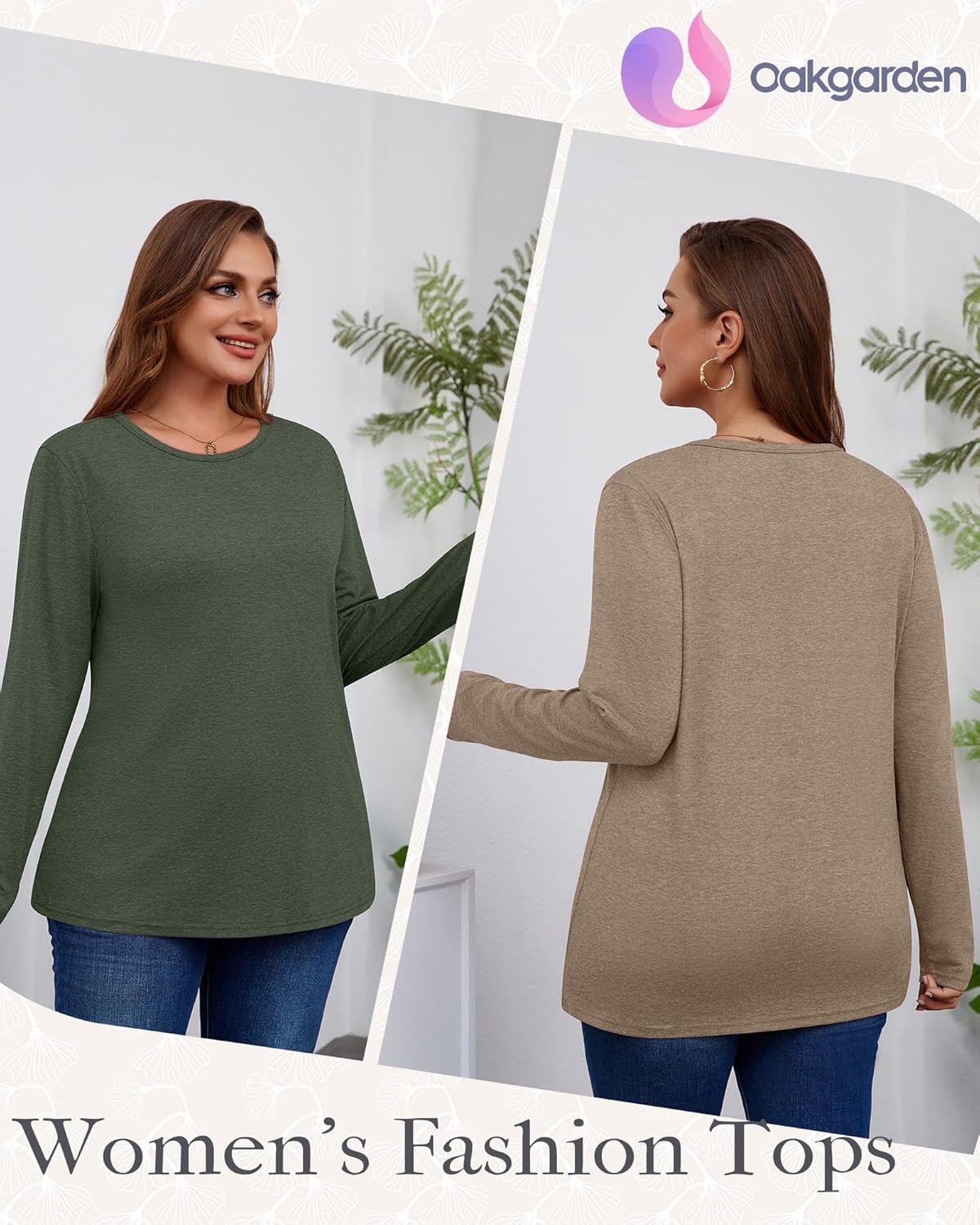 3 Pack Women's Plus Size T Shirts Long Sleeve Crew Neck Tops Casual Basic Loose Fit Fall Tees Tunic Outfit - Image 2