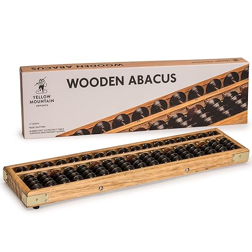 Yellow Mountain Imports Vintage Style Wooden Abacus - 13.9 Inches (35.3 Centimeters) - Professional 17 Column Soroban Calculator with Reset Button - Made