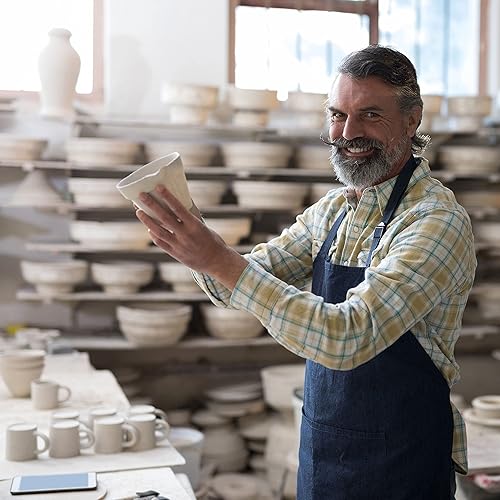 Miniatura 6 de Taza de café de cerámica hecha a mano, color azul Ol' con escarcha blanca, 14 onzas