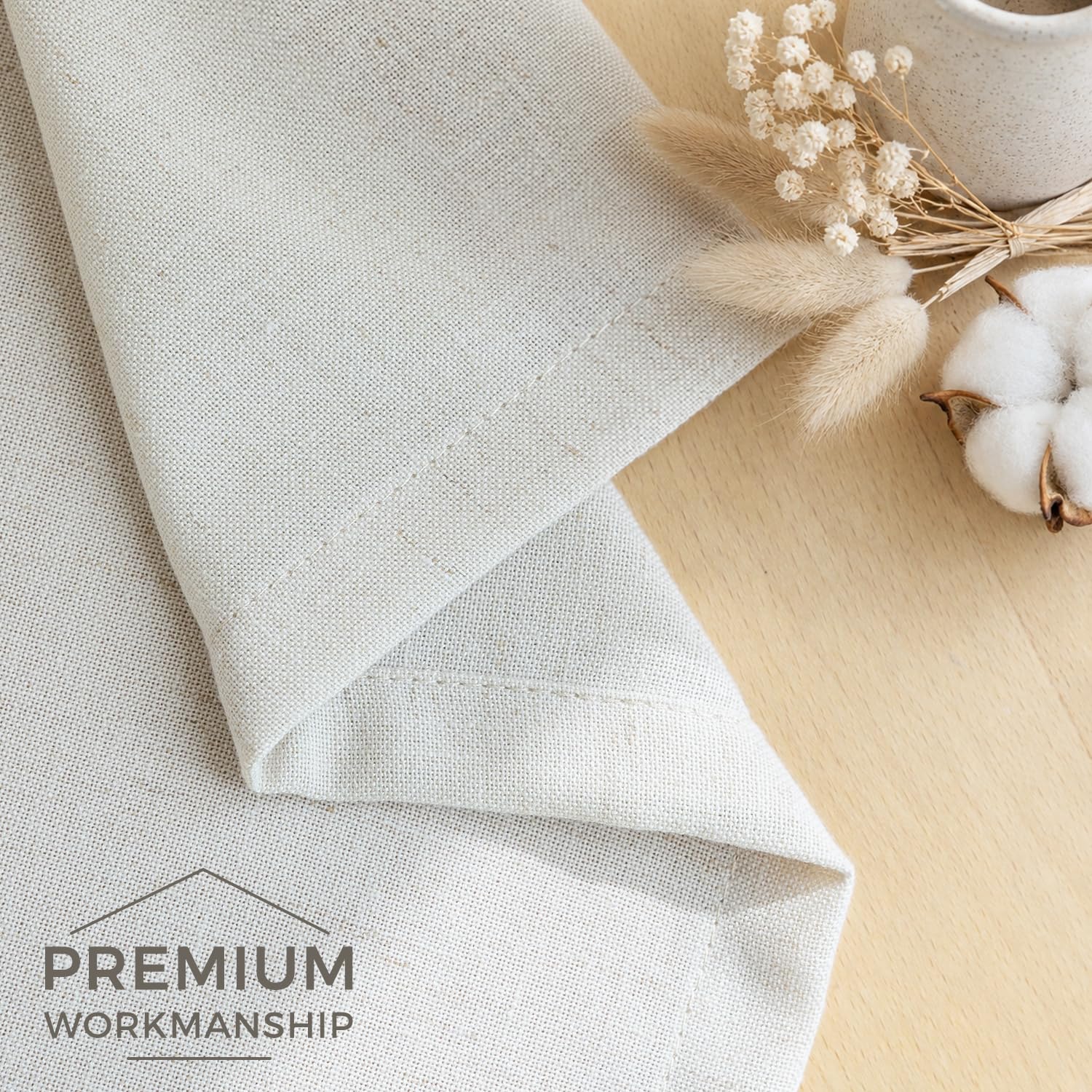 Rideau Voilage à 35% de Lin, Uni pour Fenêtre de Salon ou Chambre, Panneau de Draperie Intérieure avec Bande Multifonction pour Rail ou Tringle, Lin 140L X 280H cm (2pcs)