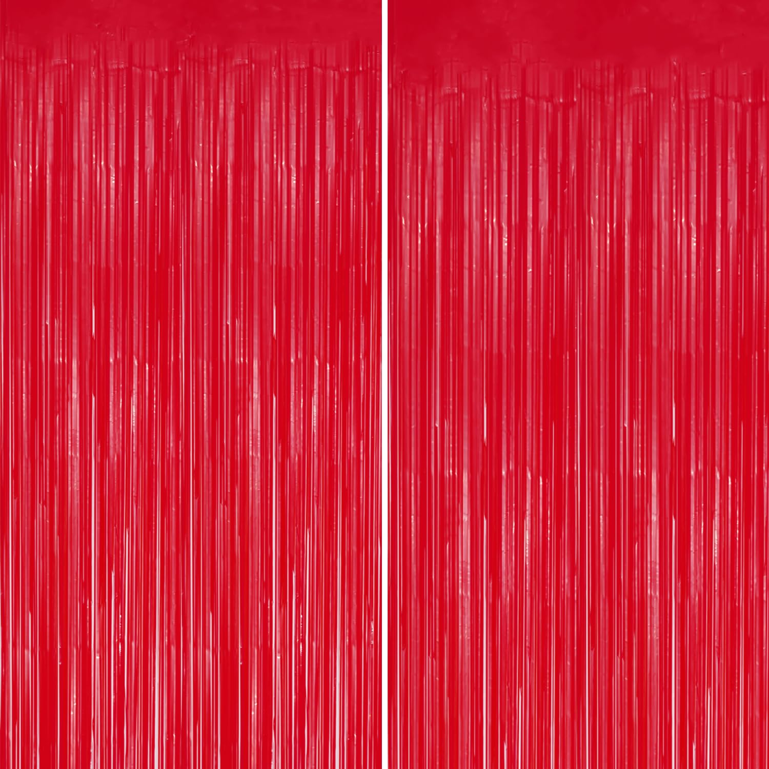 DECOCKRAT 2 Pack Foil Fringe Backdrop - Pastel Red Shiny Tinsel Curtains for Party Decoration/Photo Booth Props - 3.3x6.6 FT Metallic Foil Backdrop for Birthday, Wedding, Graduation, Christmas.