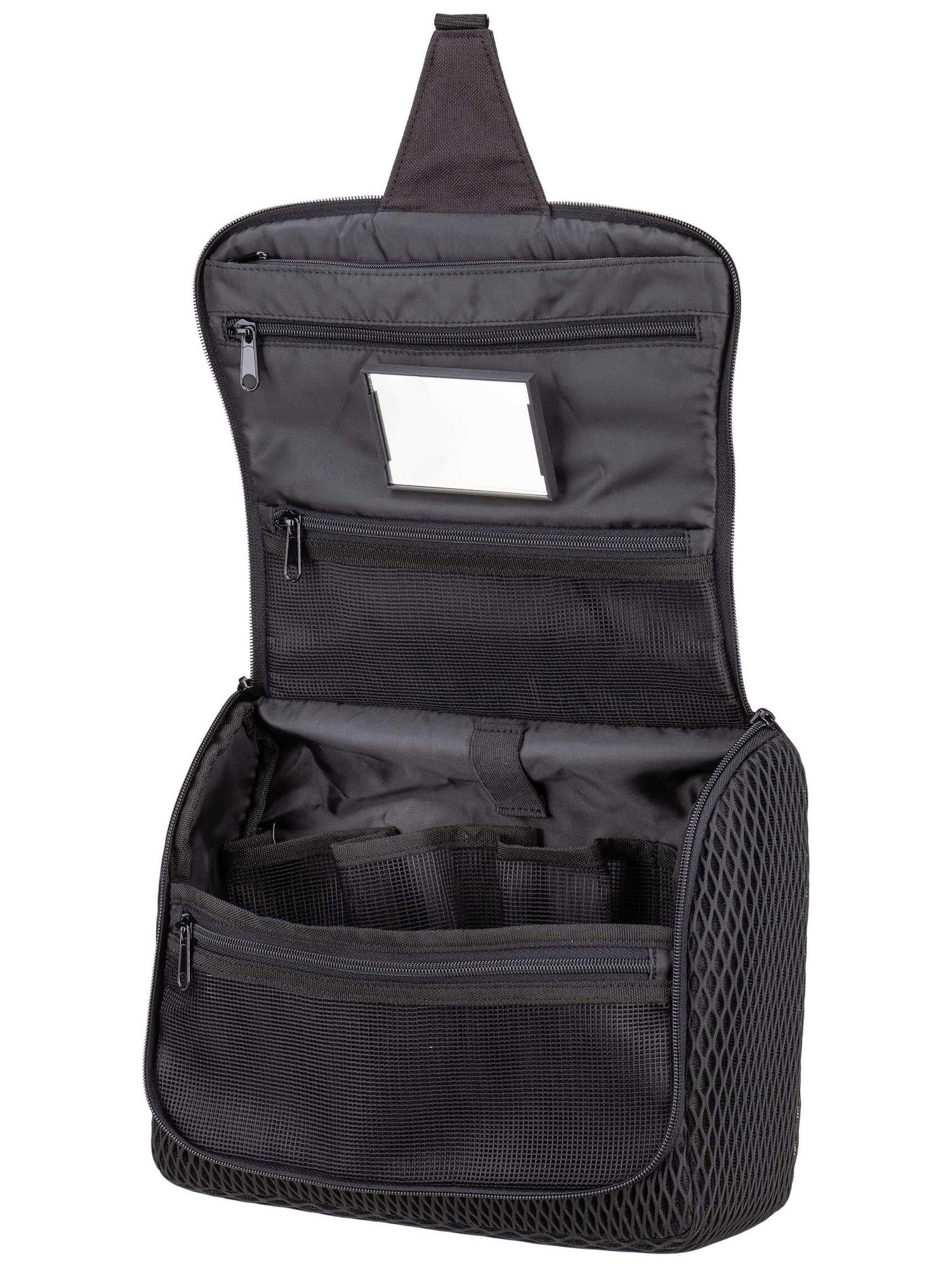 reisenthel toiletbag XL pratico beauty case con gancio, materiale impermeabile, Mesh Black, 28 cm, Trousse per cosmetici