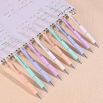 Temiary 10 Pcs Retractable Erasable Gel Pens, Black Ink Fine Point 0.5 mm