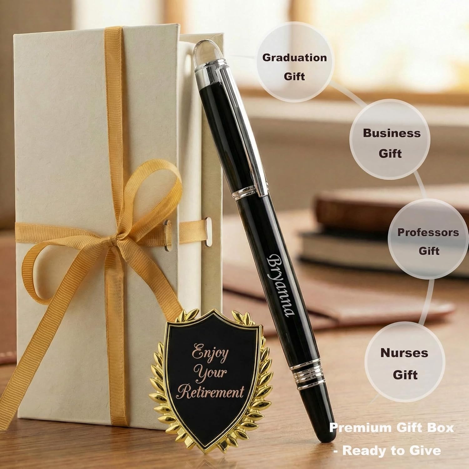 Yastar Customised Gift Pen Set a Custom badge - Executive Pen with Crystal Tip Fancy pens Custom with Your Name or Message, Gift Set for Office Business Men & Women Friends