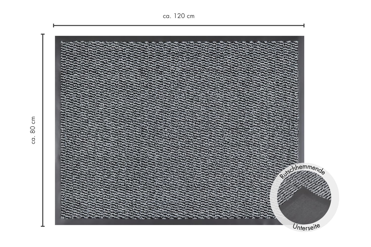 andiamo Fußmatte Easy - Schmutzfangmatte, Türmatte & Fussmatte für den Eingangsbereich - Läufer Flur nimmt Schmutz effektiv auf - 80 x 120 cm in Hellgrau