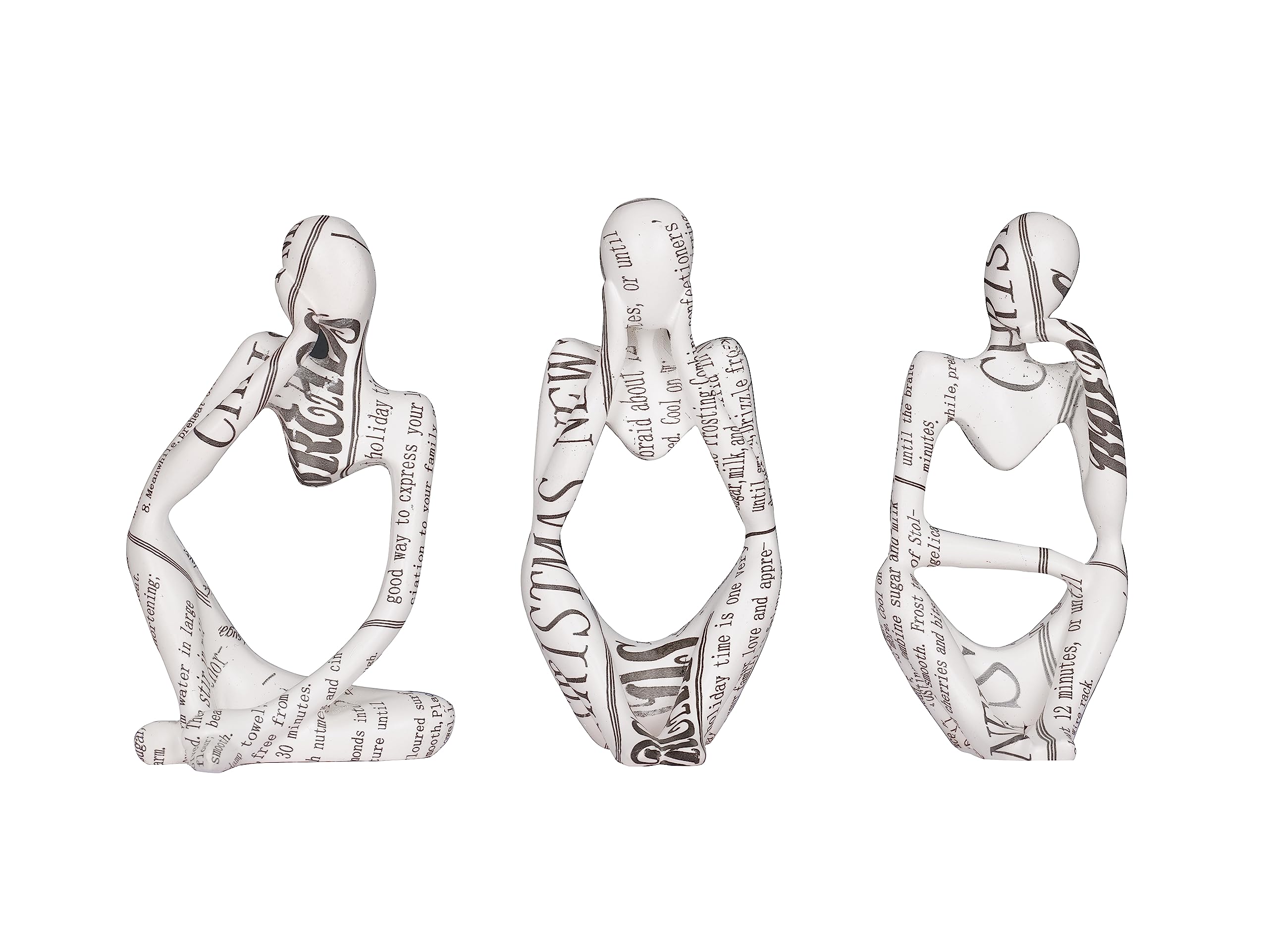 FPKOMD 3 Piece Whites Color The Thinker Statue Abstract Sculpture