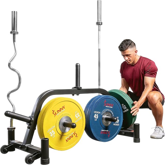 Sunny Health and Fitness Unisex's Multi-Weight Barbell Stand-SF-XF9938 Plate Storage Racks, Black, One Size