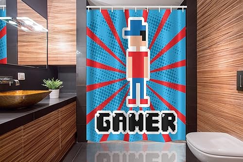 Miniatura 2 de Lunarable Octopus Stall - Cortina de ducha con gráfica de puipo Kraken, tema náutico, set para cuarto de baño de decoración con ganchos