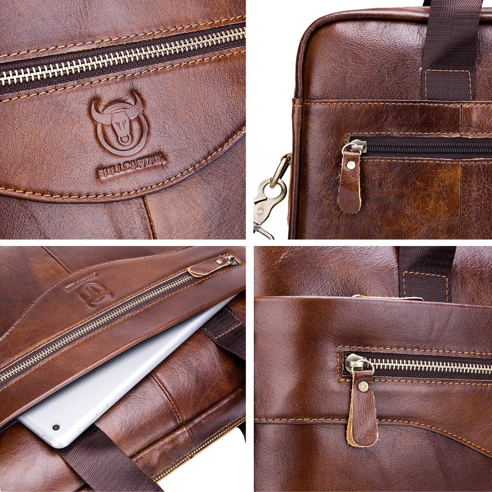 Bolso de mensajero de cuero para negocios, maletín, bolso para hombres, lleva toda la protección para computadora portátil, para computadora de 14 pulgadas, bandolera, bolsa de hombro