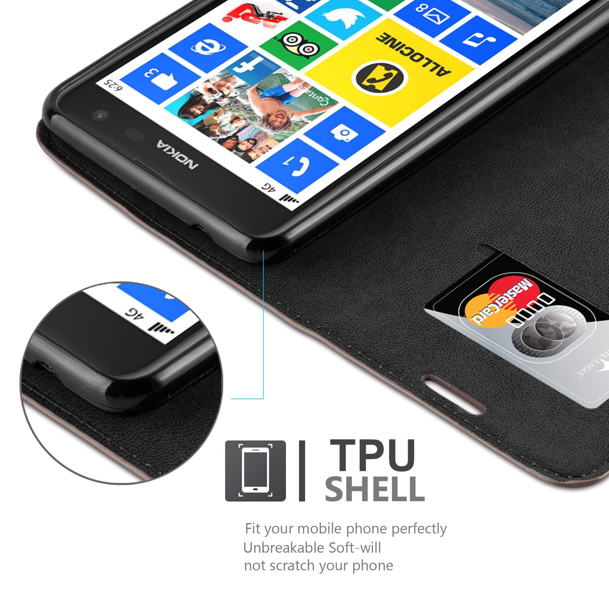Cadorabo Flip Custodia In Pelle Finta Per Nokia Lumia 650 - Colore Bruno Caffè Con Chiusura Magnetica - 2