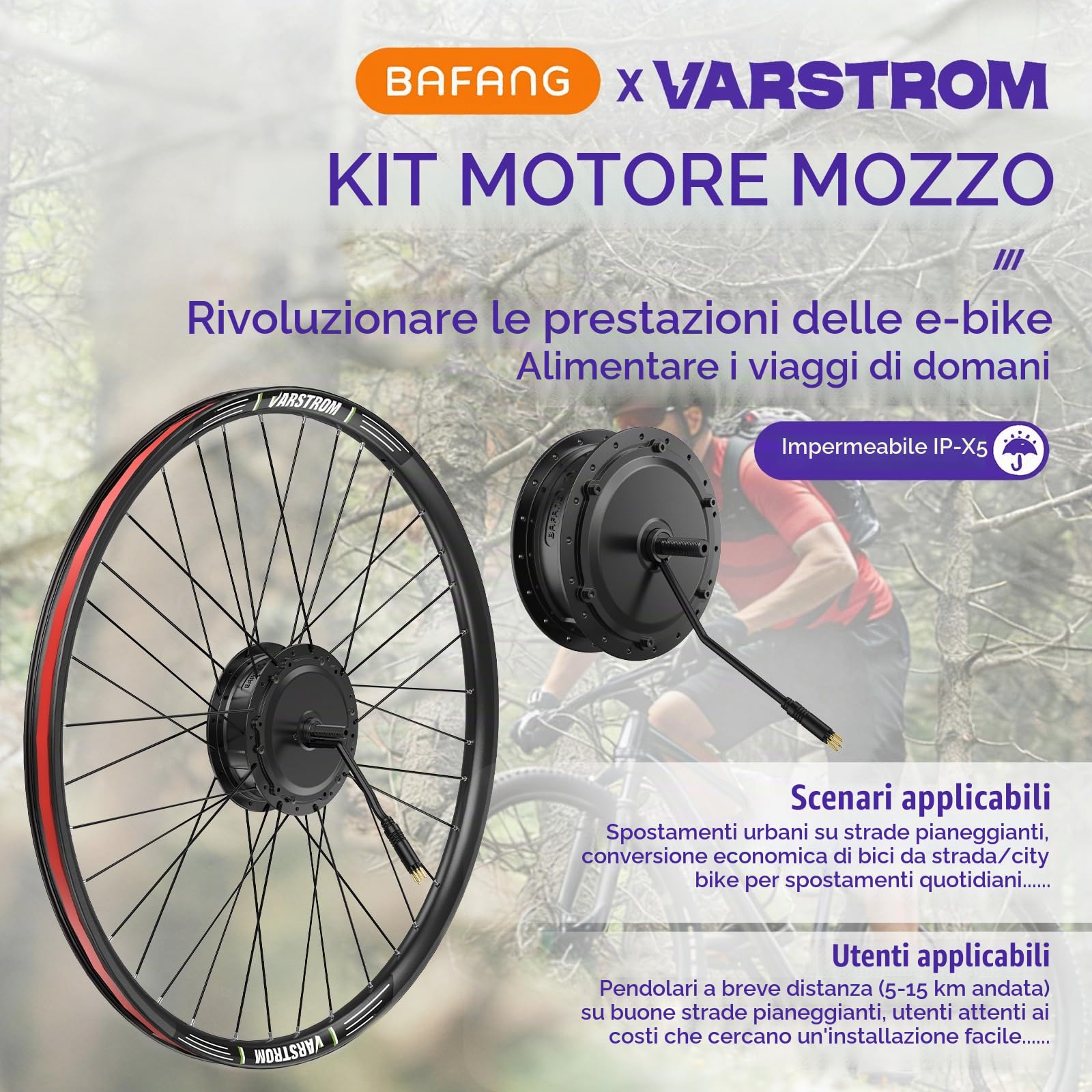 BAFANG 48V Kit Conversione Bici Elettrica G020 Motore Anteriore 20 26 29 | Kit Conversione E-Bike 28 Motore con Batteria e Display Opzionali - Motore Brushless per Bici City MTB con Dropout 97-103mm