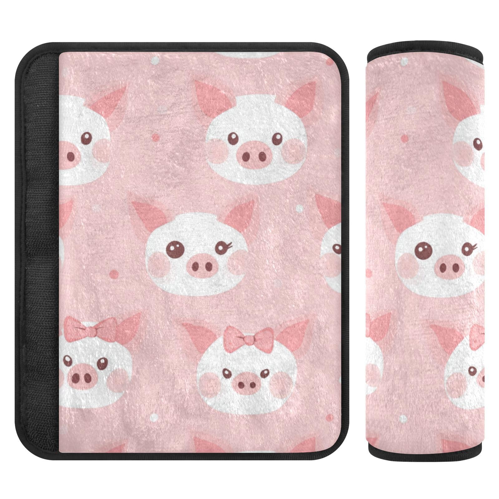 Seat Belt Covers 2 Pack Pig Face Car Seat Strap Covers Super Soft Cute Car Seat Neck Cover for Boys Girls Adults Babies S